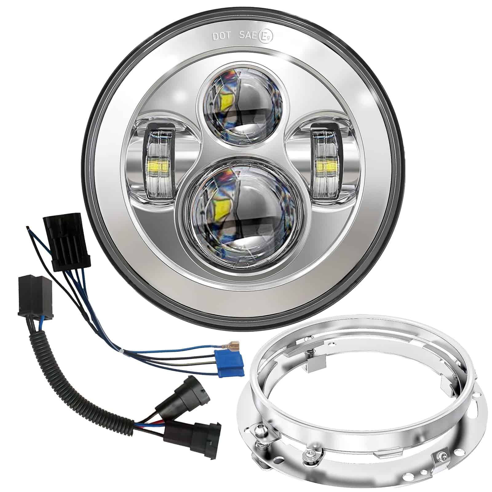 Faros LED para Motocicleta de 7 Pulgadas con DRL y Halo