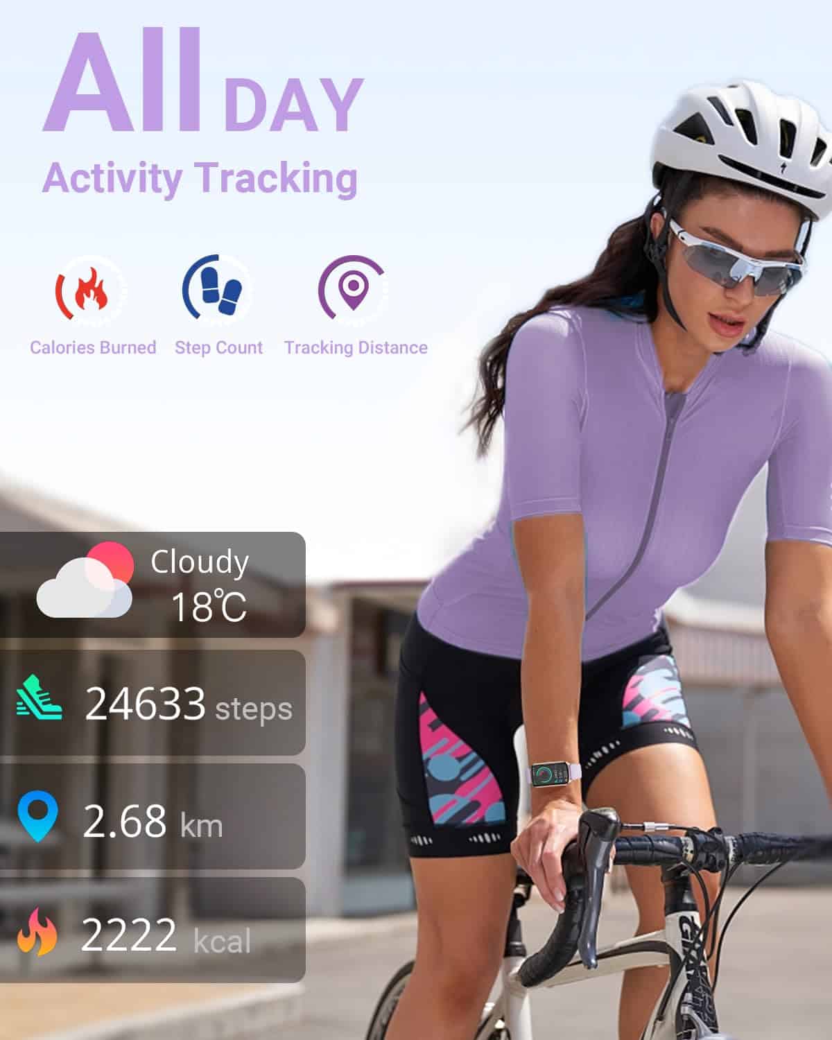 Amzhero Health Fitness Tracker con Ritmo Cardíaco 24/7, - Imagen 3