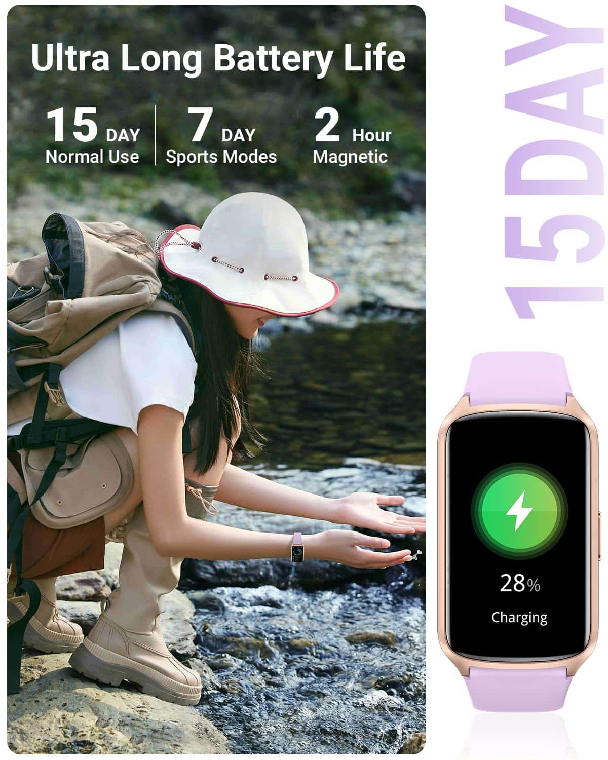 Amzhero Health Fitness Tracker con Ritmo Cardíaco 24/7, - Imagen 6