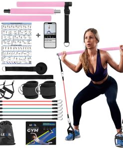 Kit de Barra de Pilates con Bandas de -Multifuncional (Rosa)