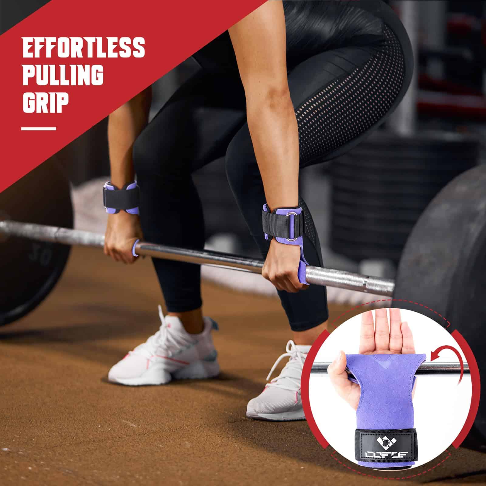 COFOF Weight Lifting Wrist Strap, Doble -Morado - Imagen 6