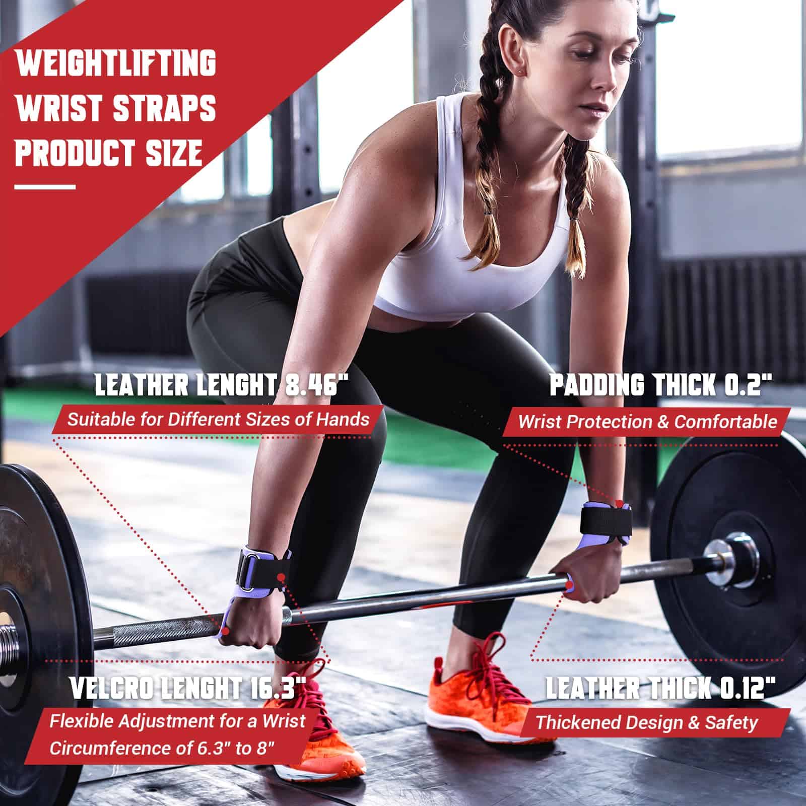 COFOF Weight Lifting Wrist Strap, Doble -Morado - Imagen 4