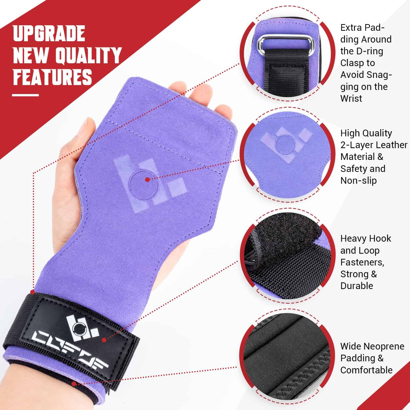 COFOF Weight Lifting Wrist Strap, Doble -Morado - Imagen 3