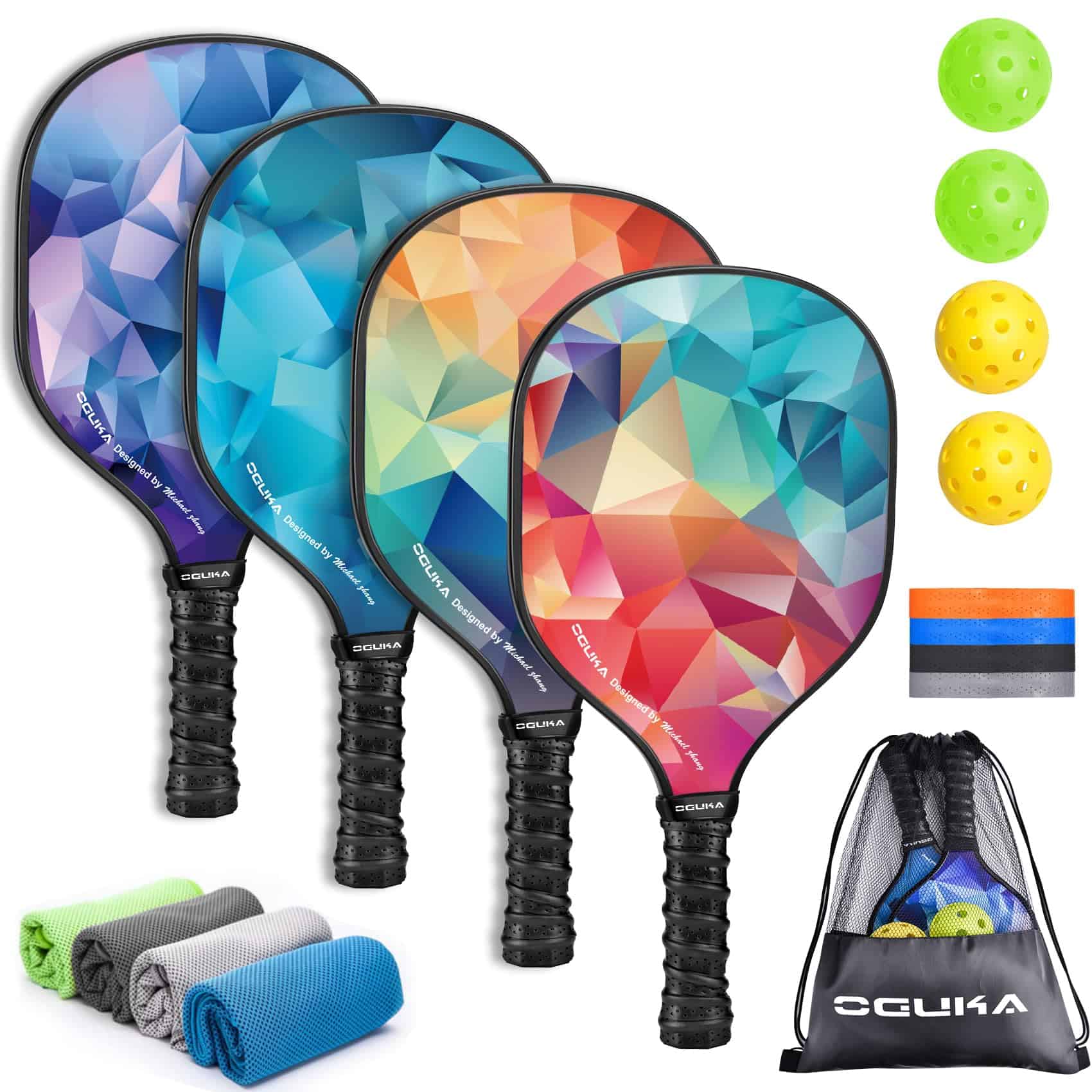 Juego de 4 palas de bádminton Oguka, aprobadas por la