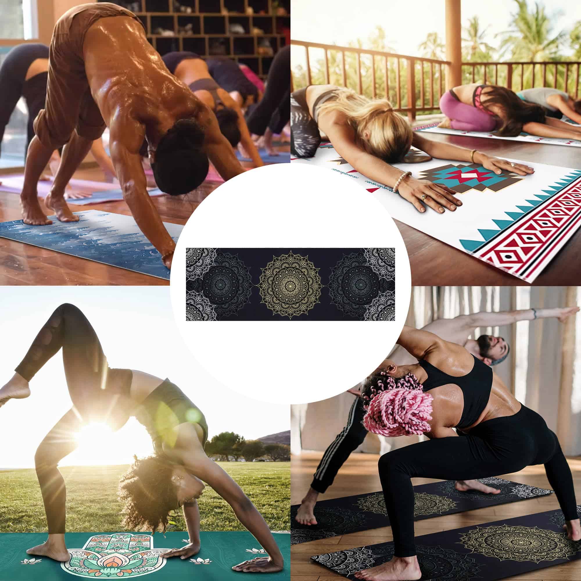 Toalla de Yoga con Bolsillos en las Esquinas -Mandala Negro - Imagen 7