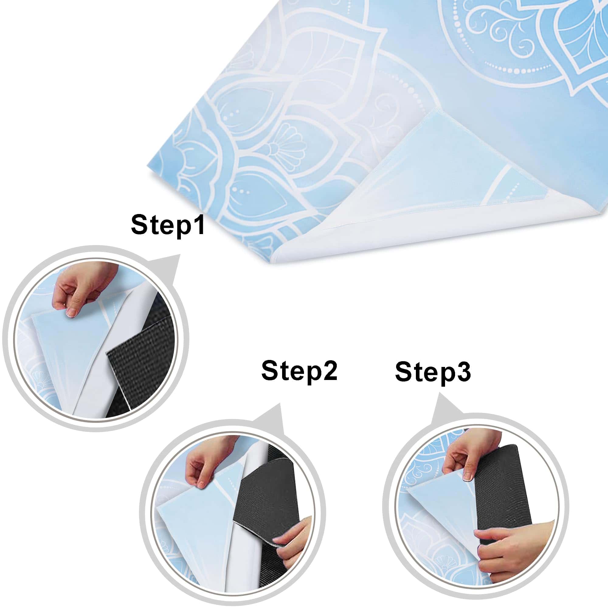 Toalla de yoga con bolsillos en las esquinas -Mandala Azul - Imagen 4