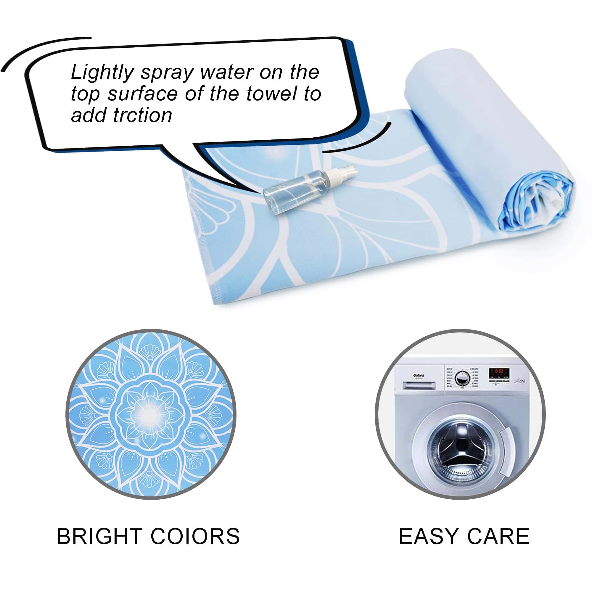 Toalla de yoga con bolsillos en las esquinas -Mandala Azul - Imagen 5