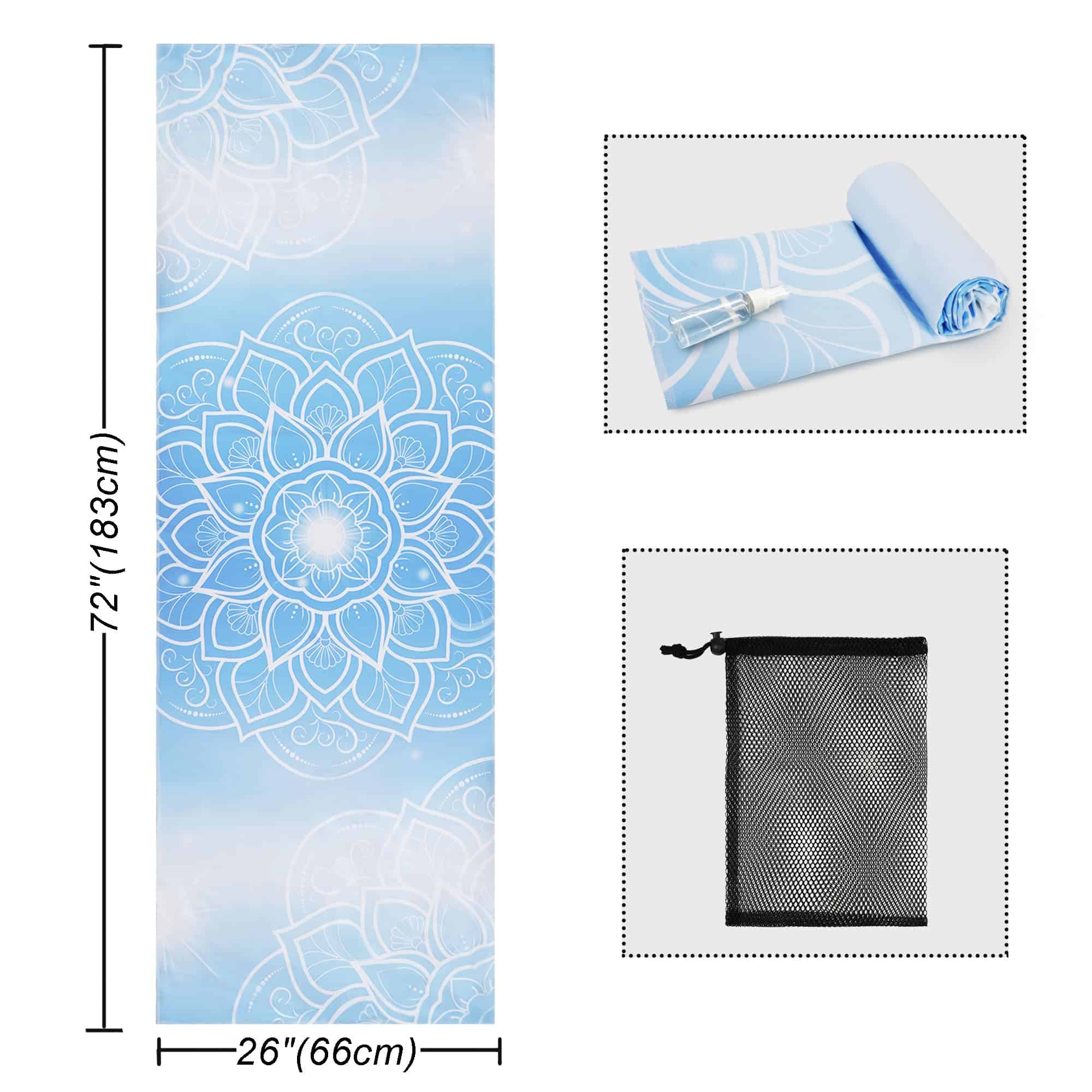 Toalla de yoga con bolsillos en las esquinas -Mandala Azul - Imagen 3