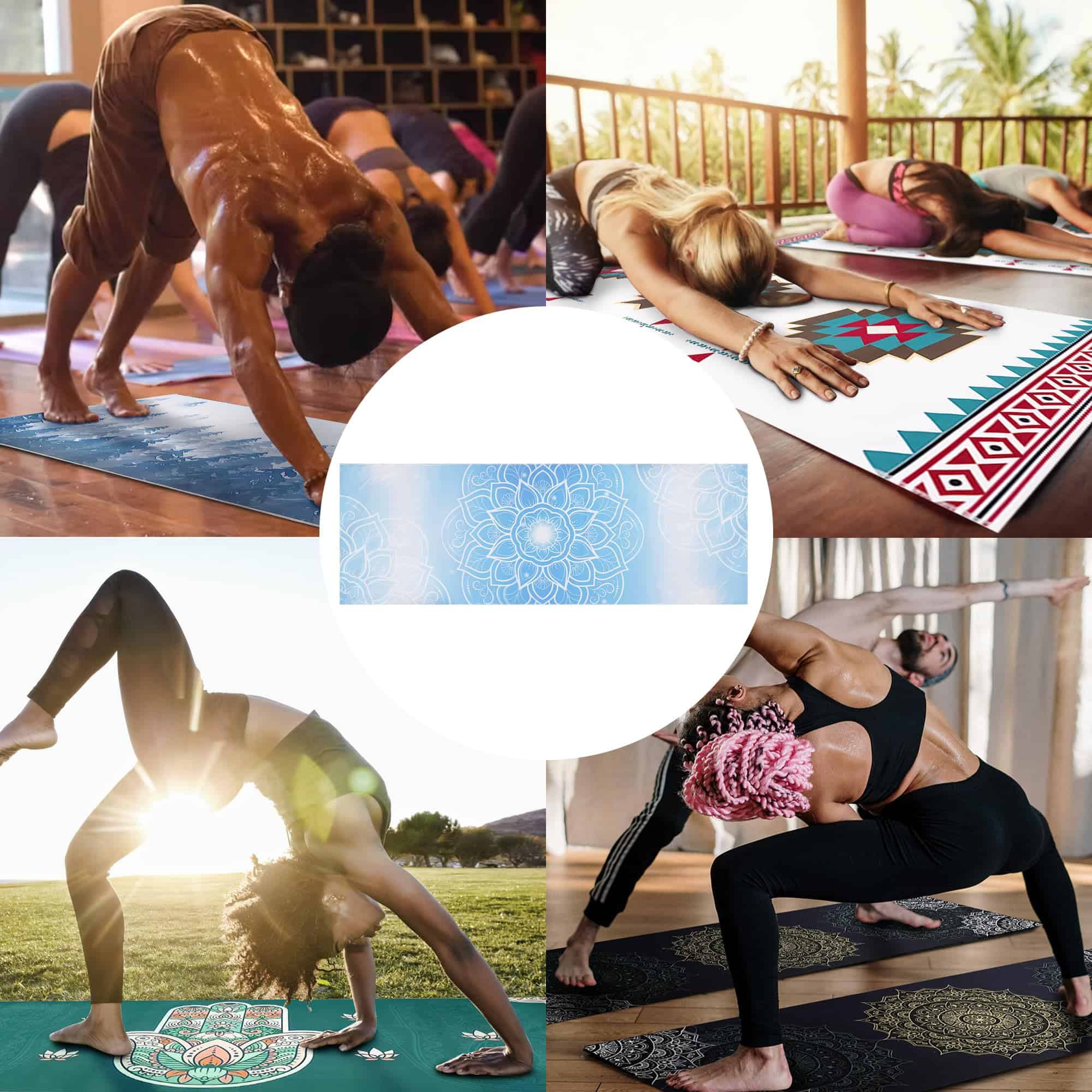 Toalla de yoga con bolsillos en las esquinas -Mandala Azul - Imagen 7