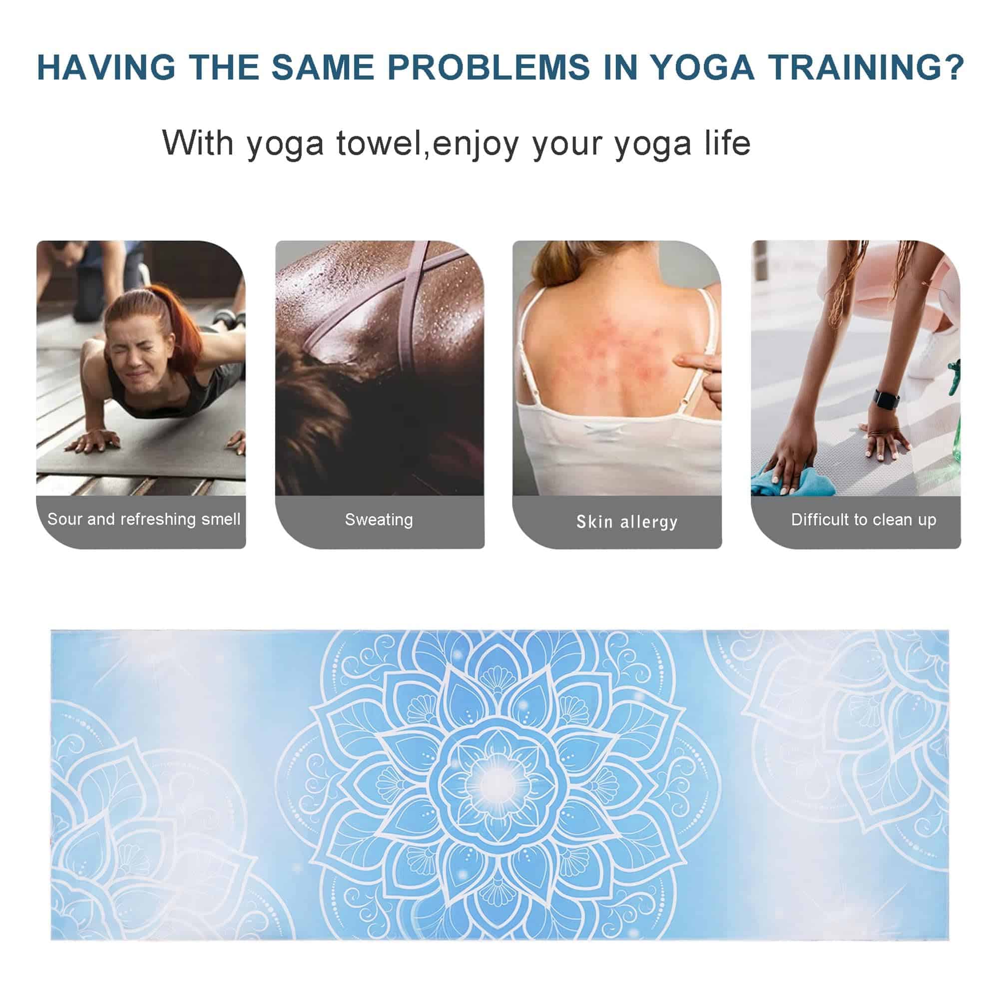 Toalla de yoga con bolsillos en las esquinas -Mandala Azul - Imagen 6