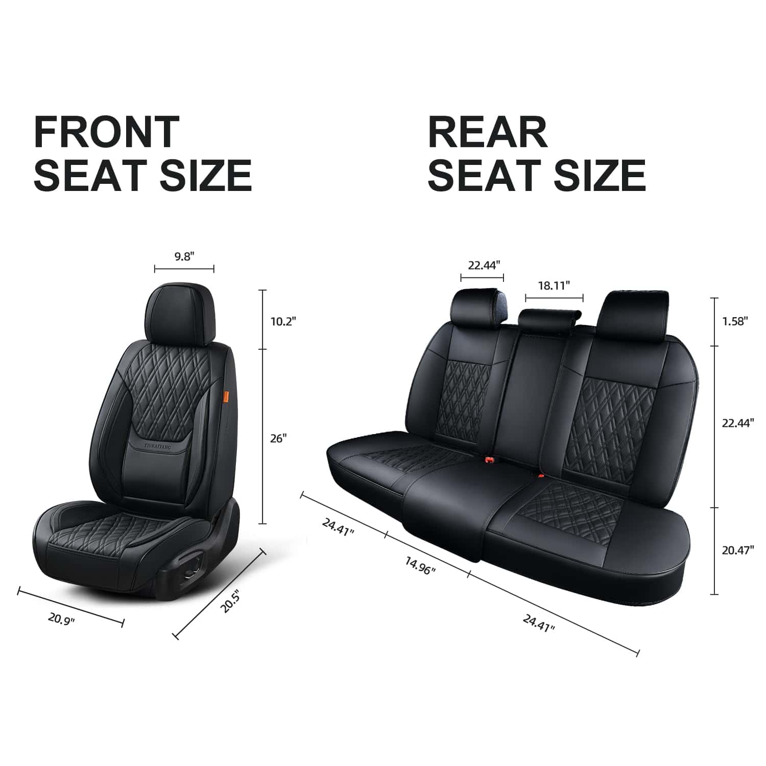 Cubre Asientos de Coche Negro TINRAIYANG, Juego Completo, - Imagen 6