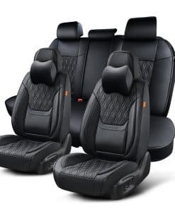 Cubre Asientos de Coche Negro TINRAIYANG, Juego Completo,