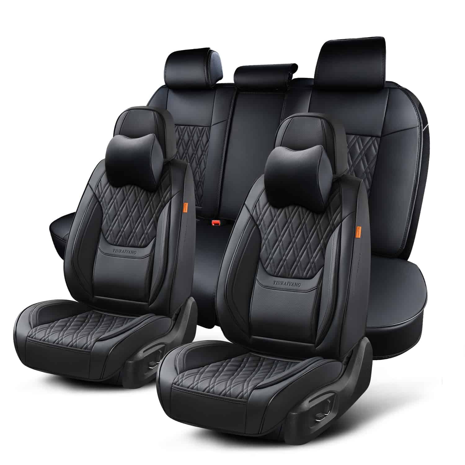 Cubre Asientos de Coche Negro TINRAIYANG, Juego Completo,
