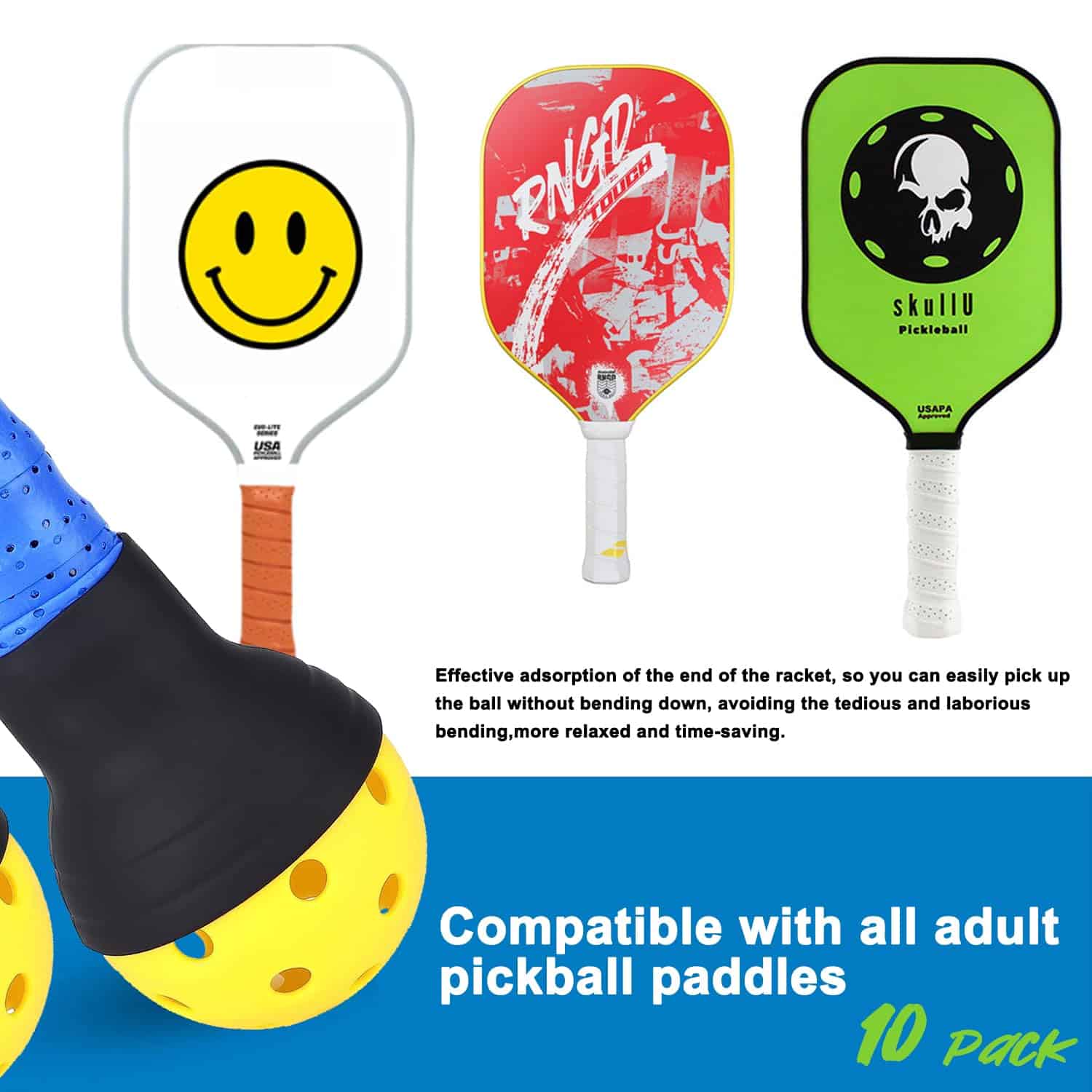 Recogedor de Bolas de Pickleball de Silicona 10 Pack - Imagen 7