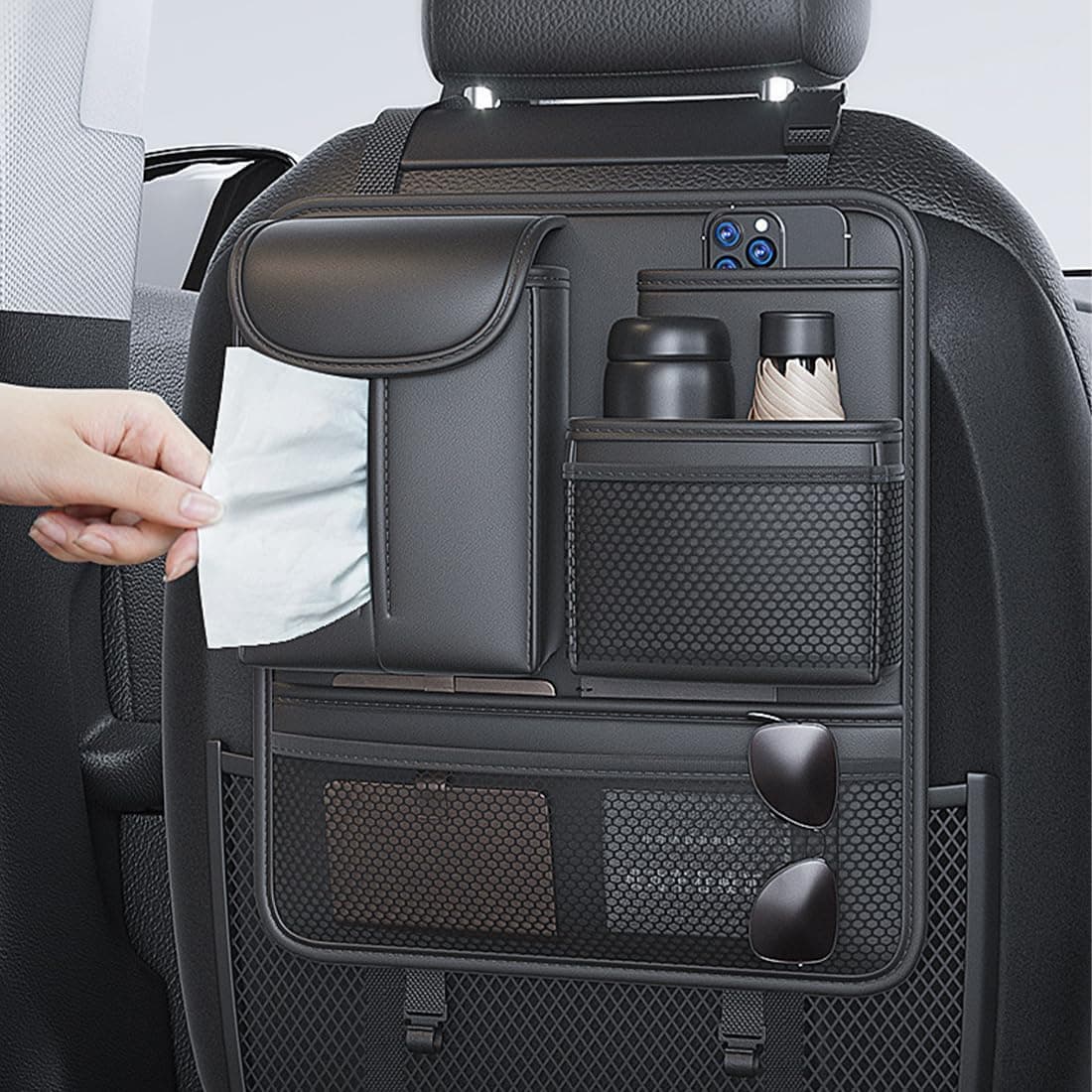 Organizador de Bolsa de Mano Colgante de Cuero para