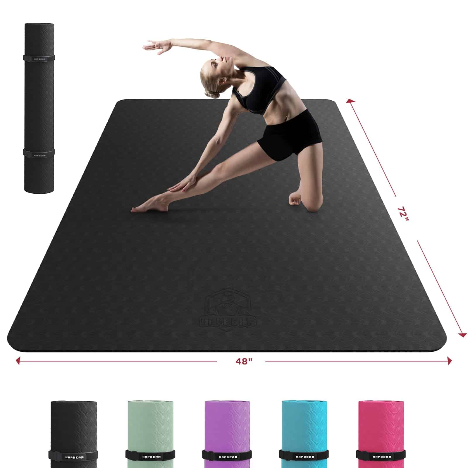Tapete de Yoga Extra Grande HAPBEAR - 72"x48"x6mm (1/4