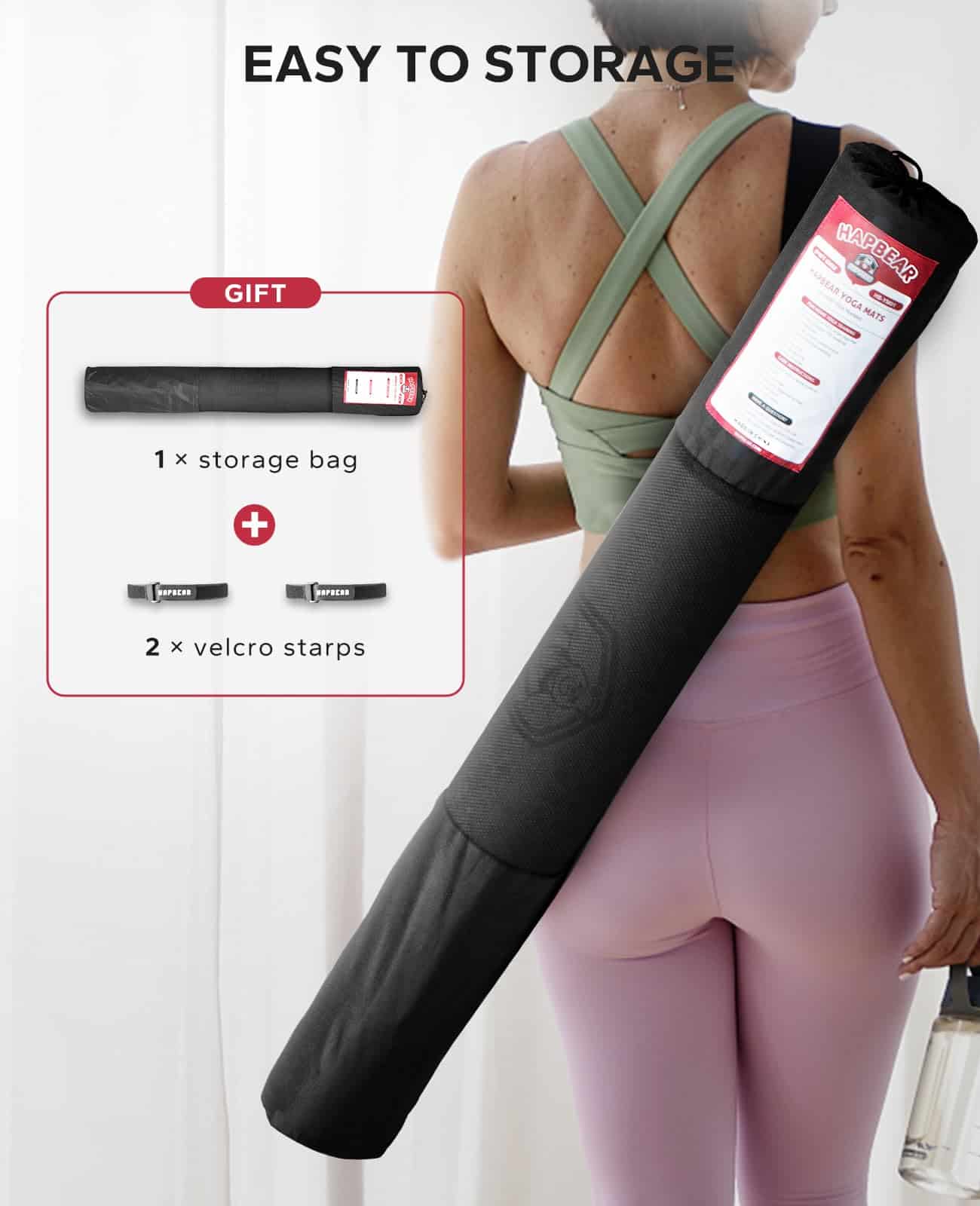 Tapete de Yoga Extra Grande HAPBEAR - -Negro - Imagen 8