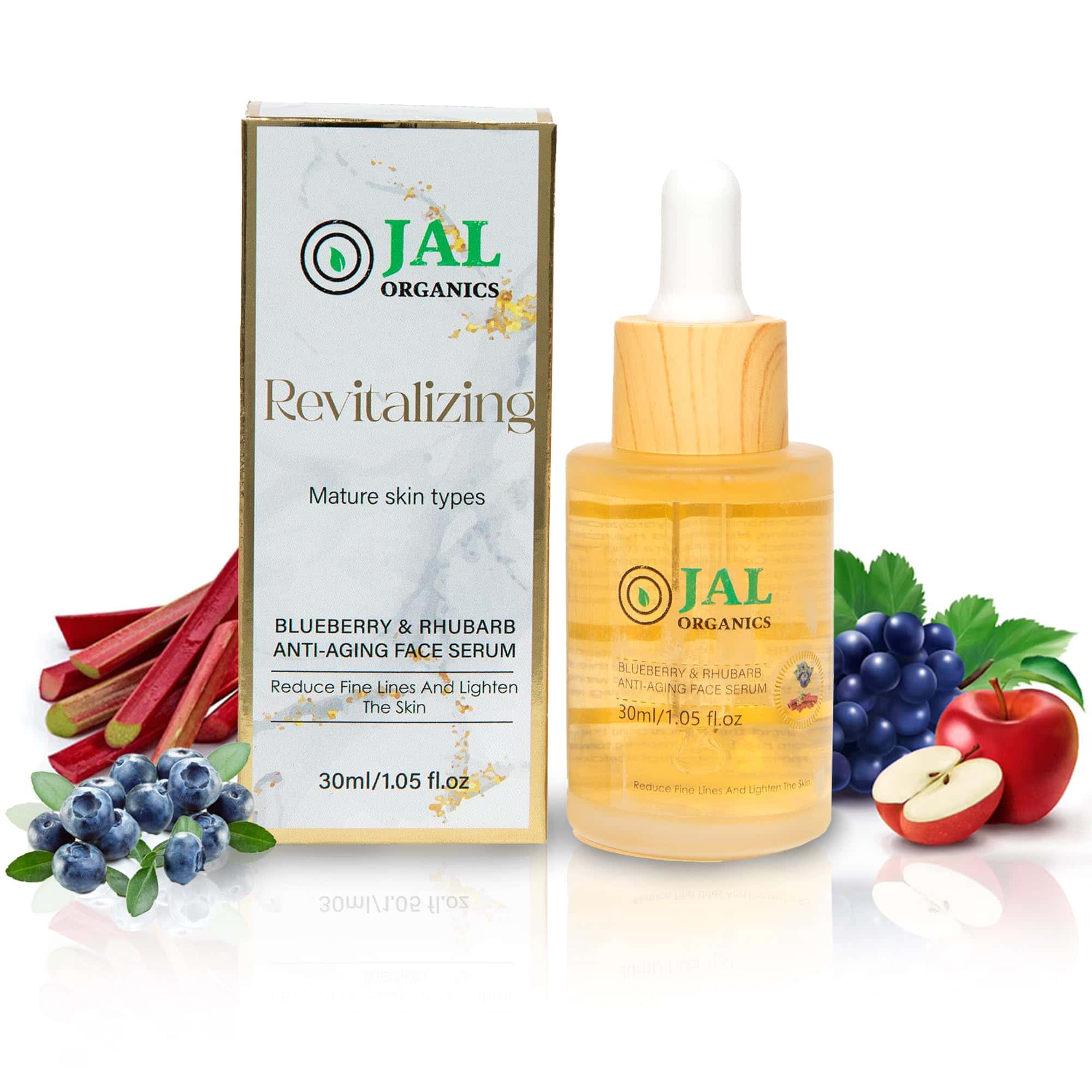 Suero facial de arándano y ruibarbo de 30 ml con ácido