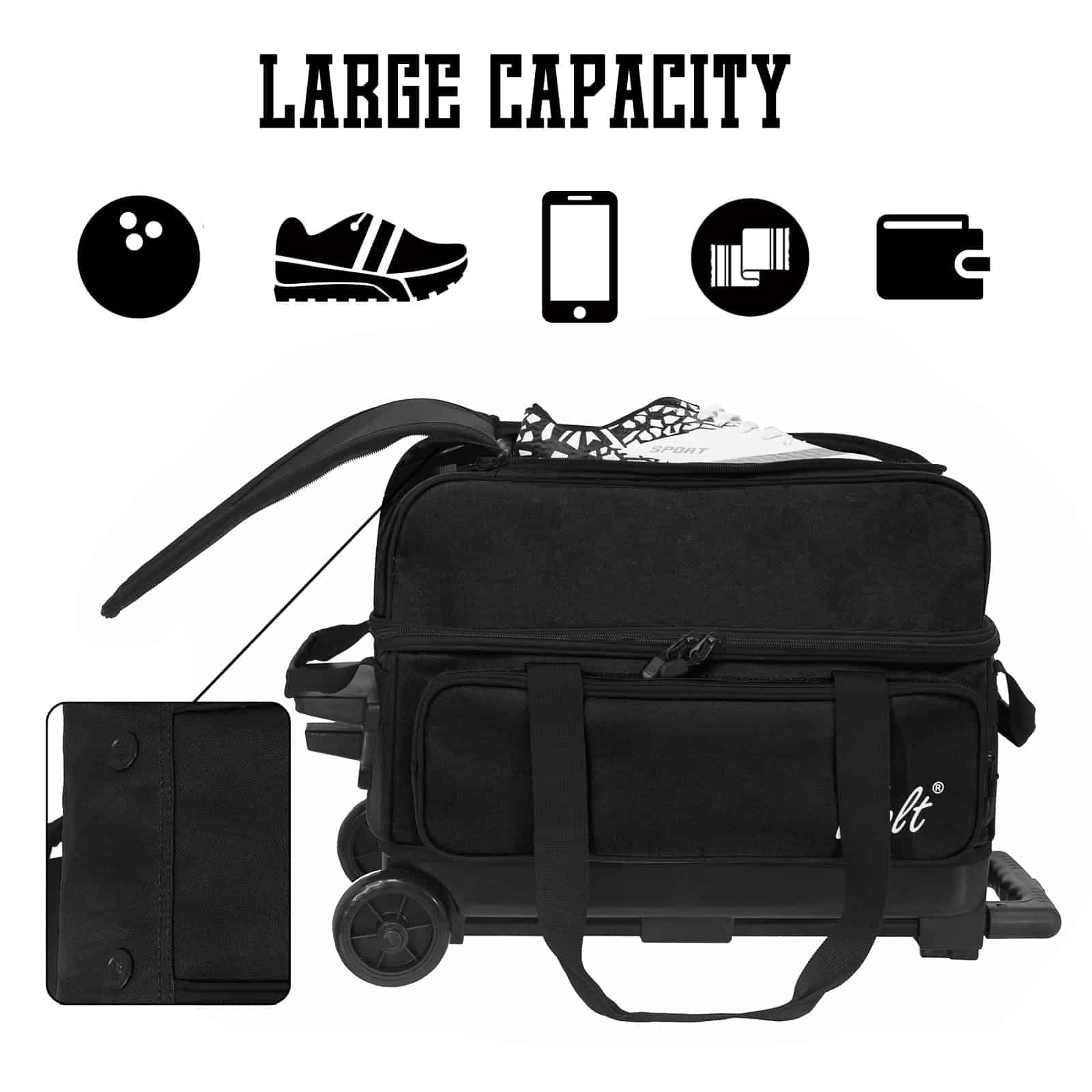 Bolso para 2 Bolas de Bolos con Ruedas - Bolso para 2 Bolas - Imagen 5
