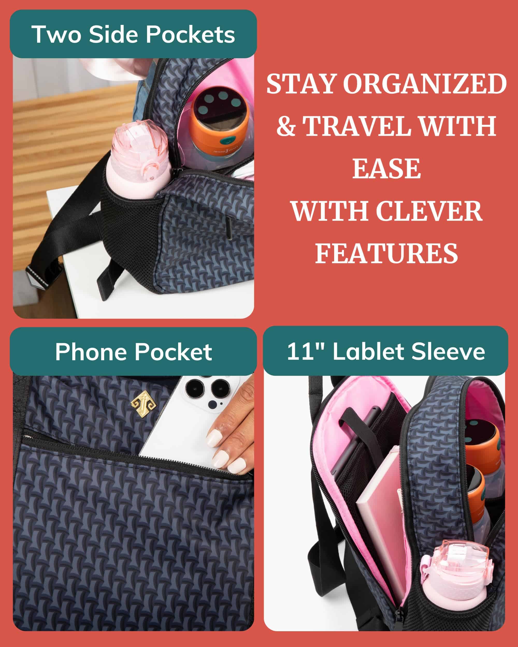 Mochila pequeña para pañales IDAHO JONES, Mochila mini para - Imagen 6