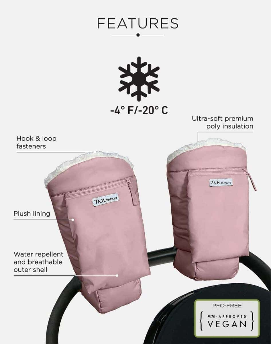 Guantes 7AM Enfant Stroller Warmmuffs - Mitones -Rosa Ceniza - Imagen 4