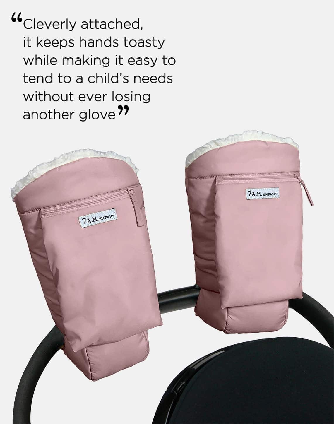 Guantes 7AM Enfant Stroller Warmmuffs - Mitones -Rosa Ceniza - Imagen 3