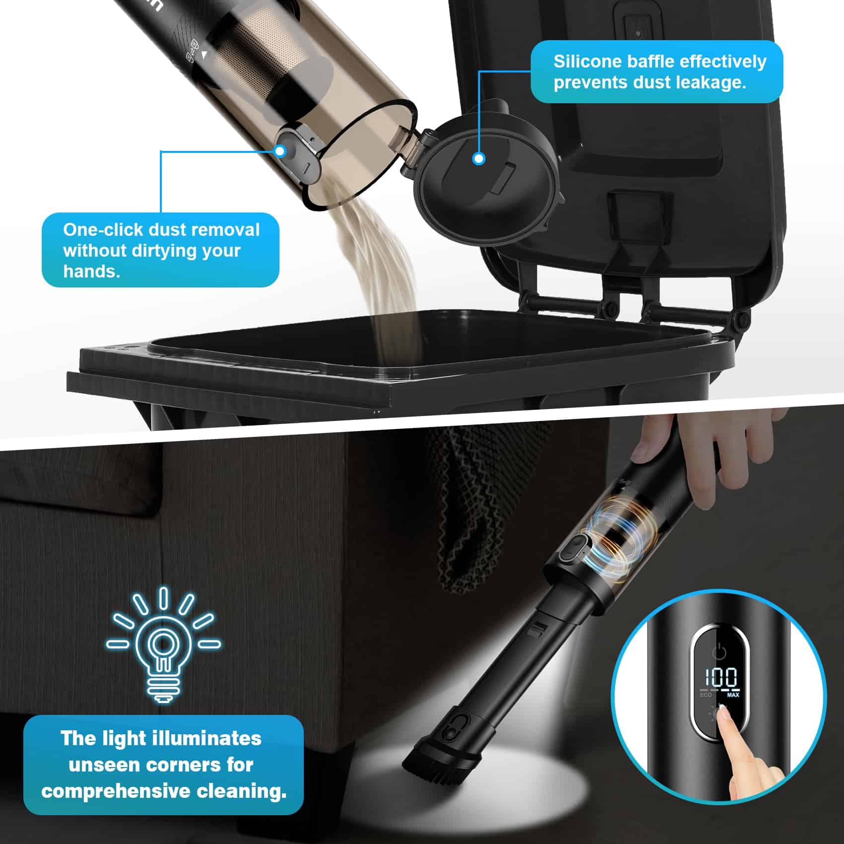 Aspiradora de Mano Inalámbrica, Upbooz Aspiradora Portátil - Imagen 6