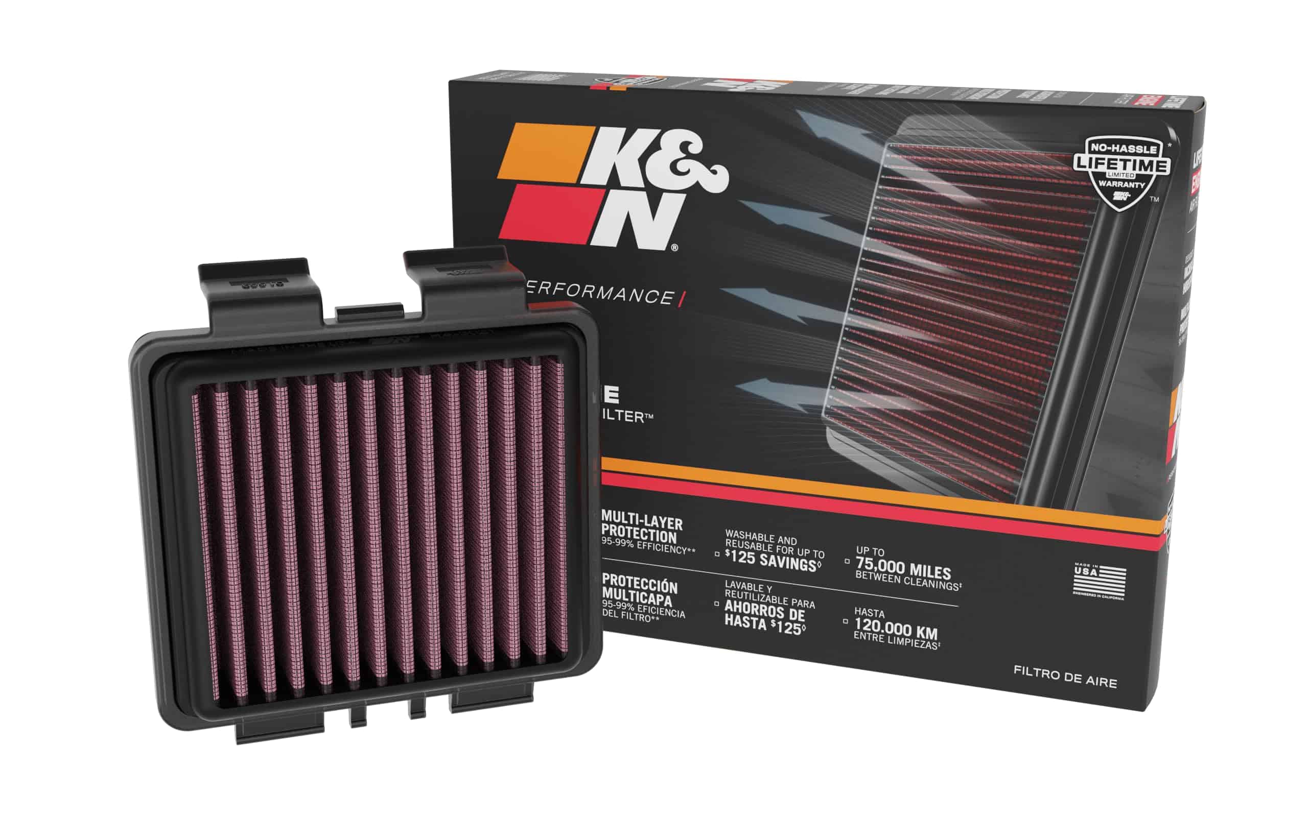 Filtro de aire del motor K&N: Alto -Estándar