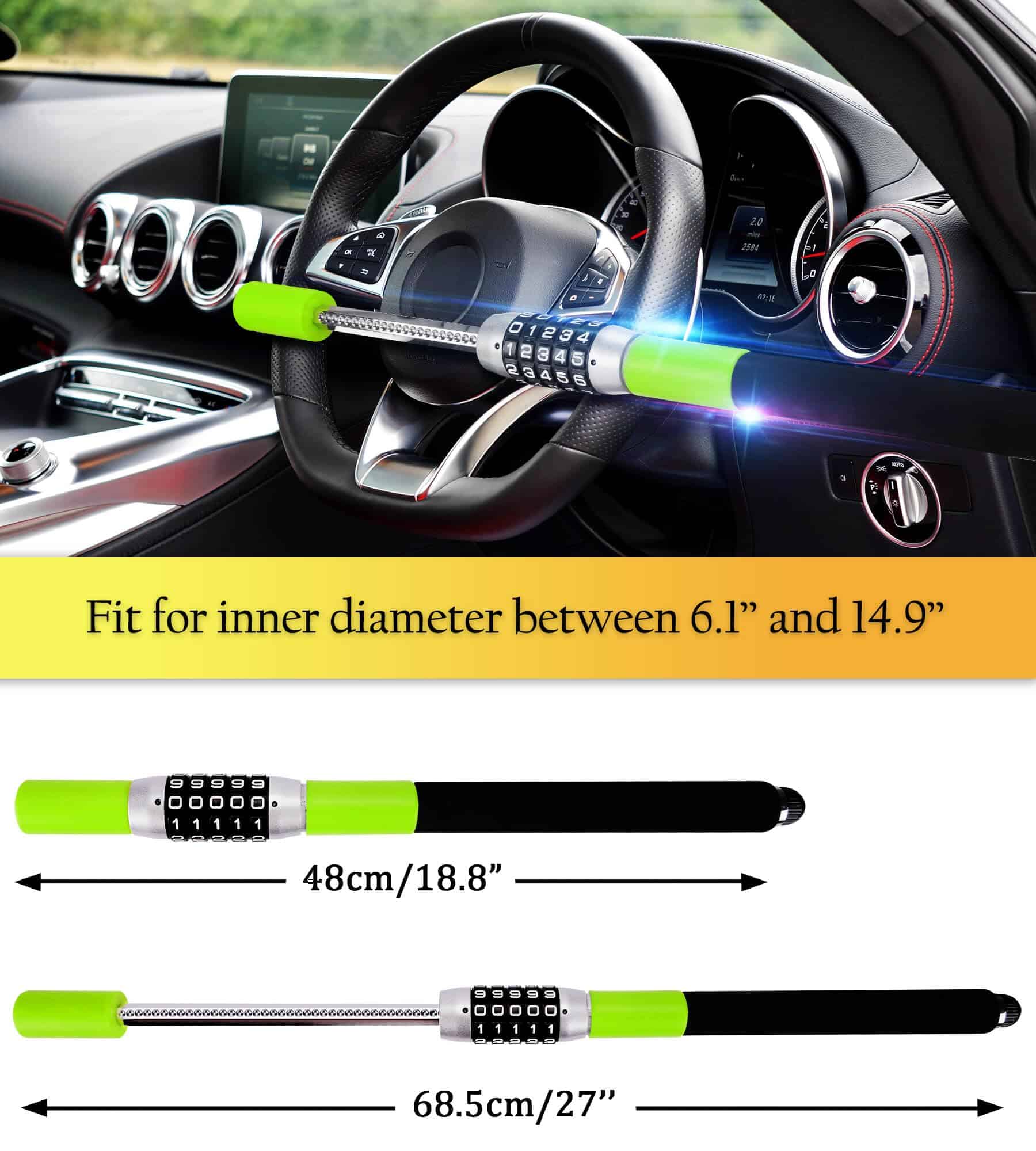 Bloqueo de volante Tevlaphee, Bloqueo de -Verde - Imagen 6