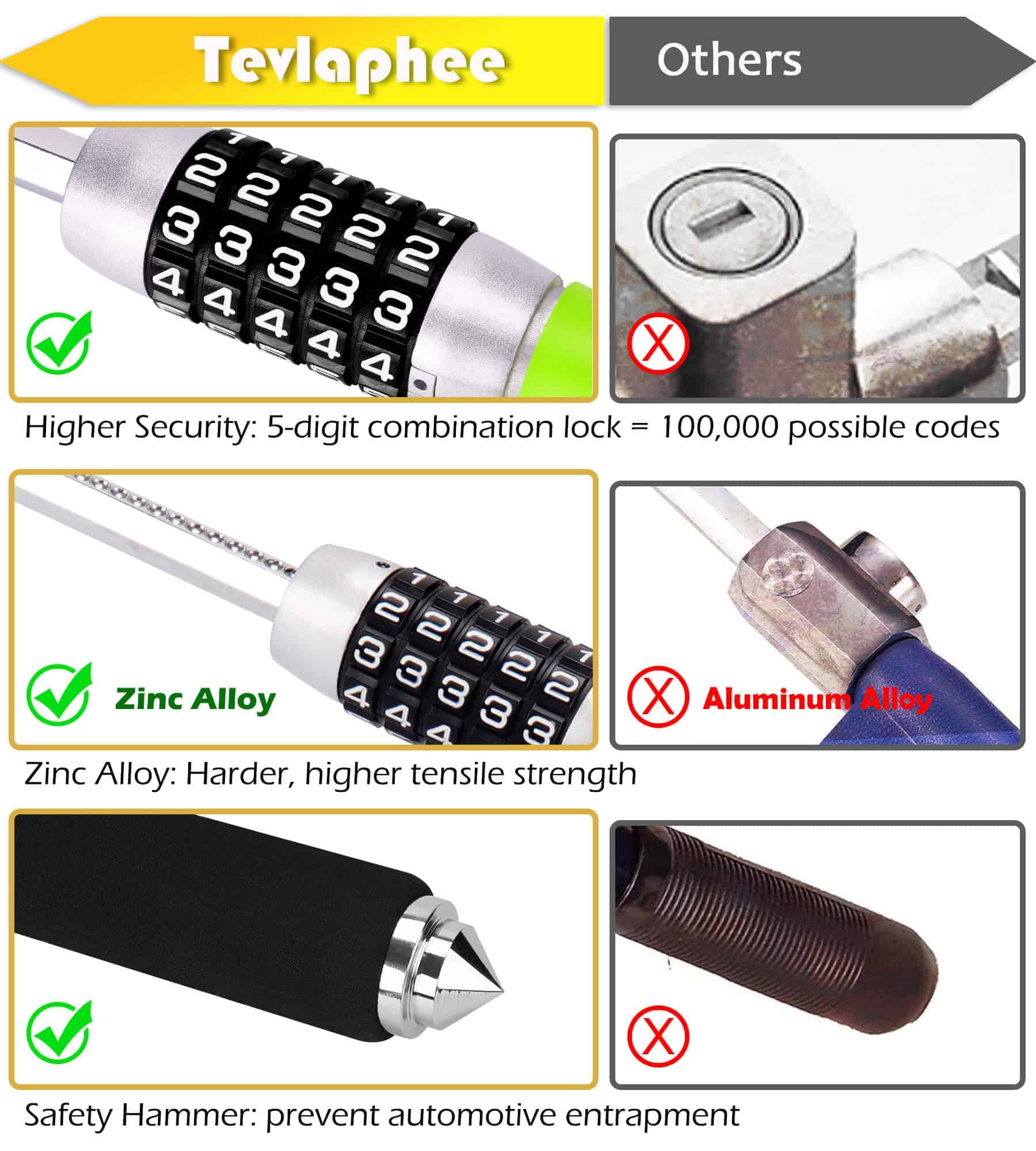 Bloqueo de volante Tevlaphee, Bloqueo de -Verde - Imagen 5