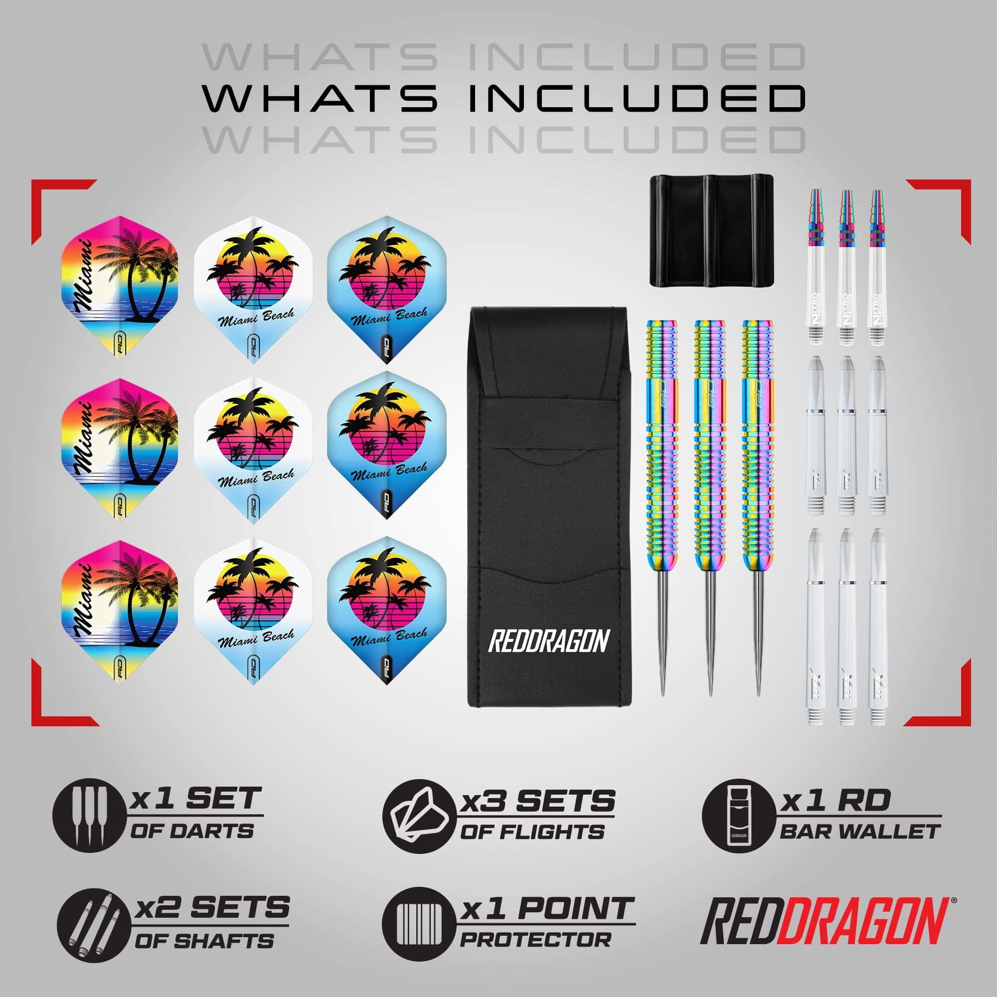 Juego de dardos profesionales de tungsteno RED DRAGON Miami - Imagen 3