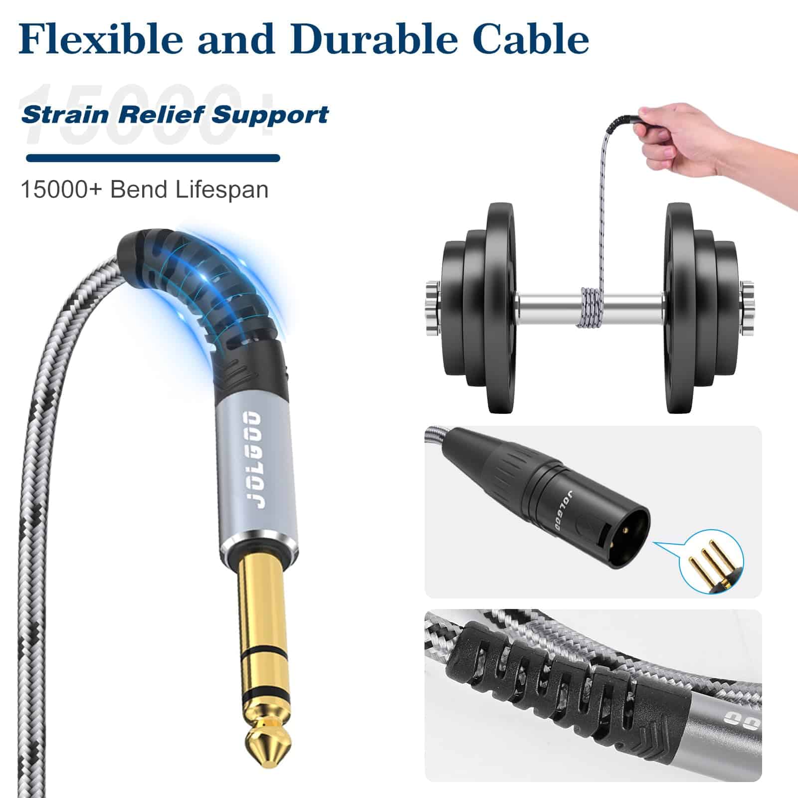 Cable XLR Macho a TRS de 1/4 de pulgada de JOLGOO, - Imagen 6