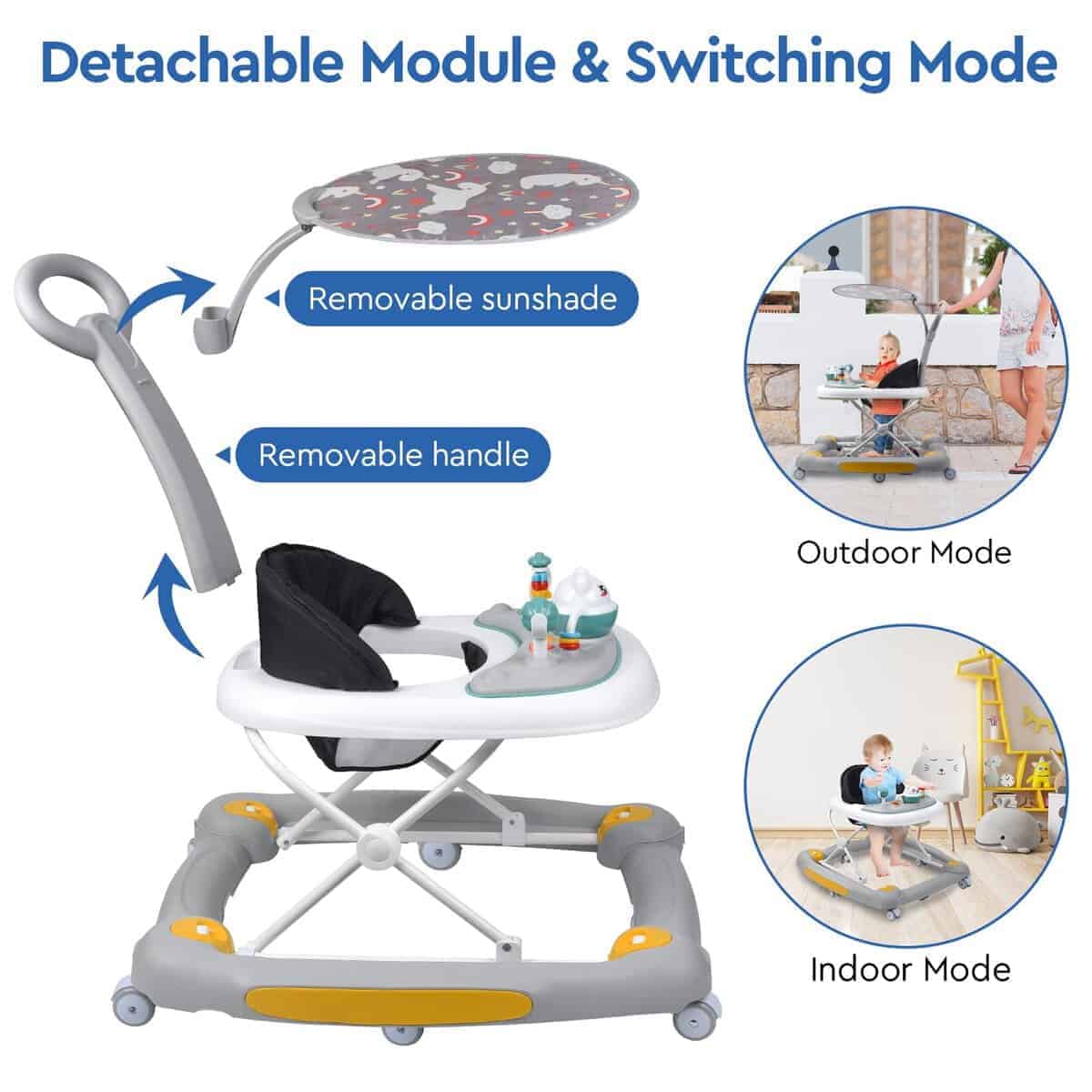 Andador para Bebés 4 en 1 HAPYOOY con Ruedas, Altura - Imagen 6