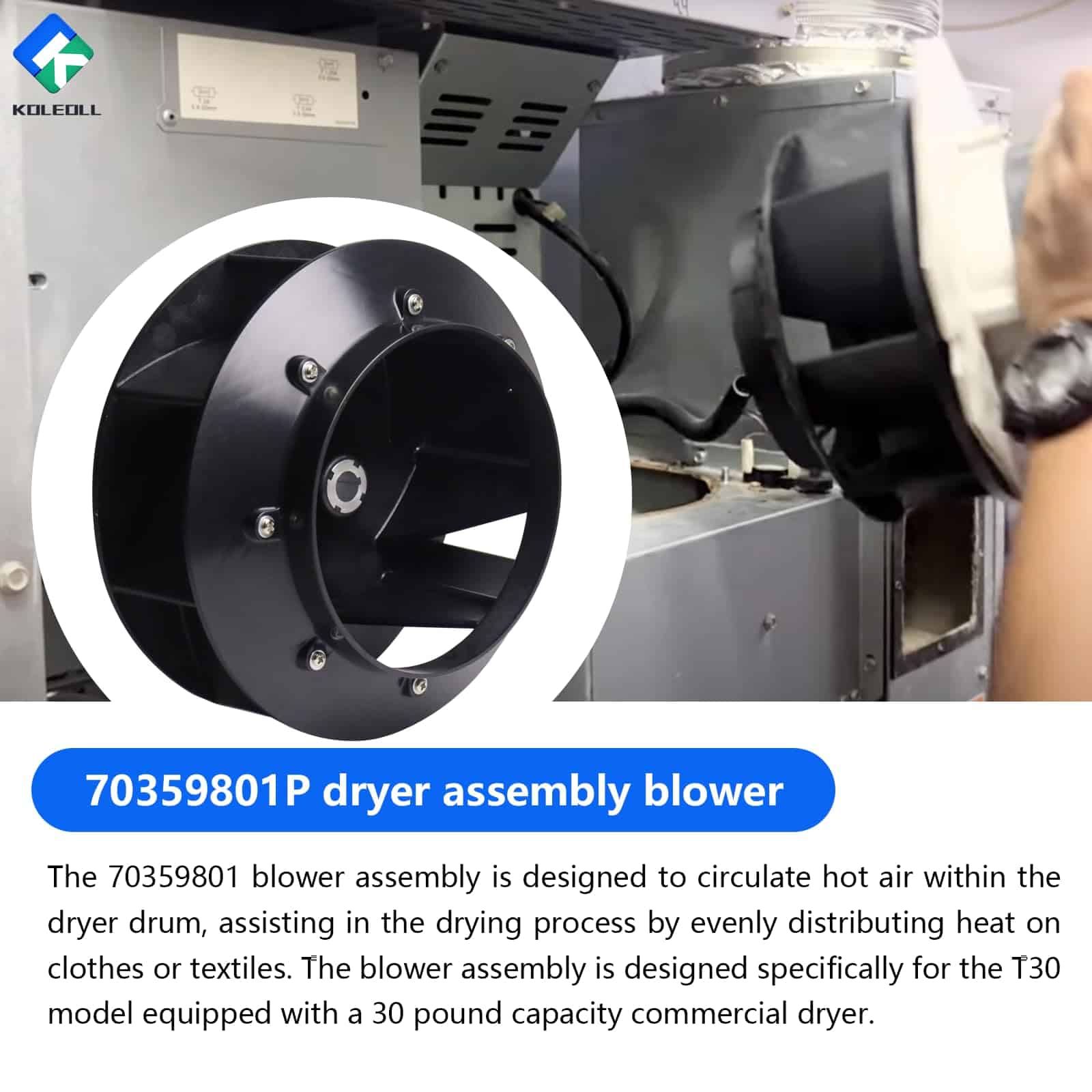 Conjunto de 2 ventiladores 70359801P 70359801 para secadora - Imagen 7