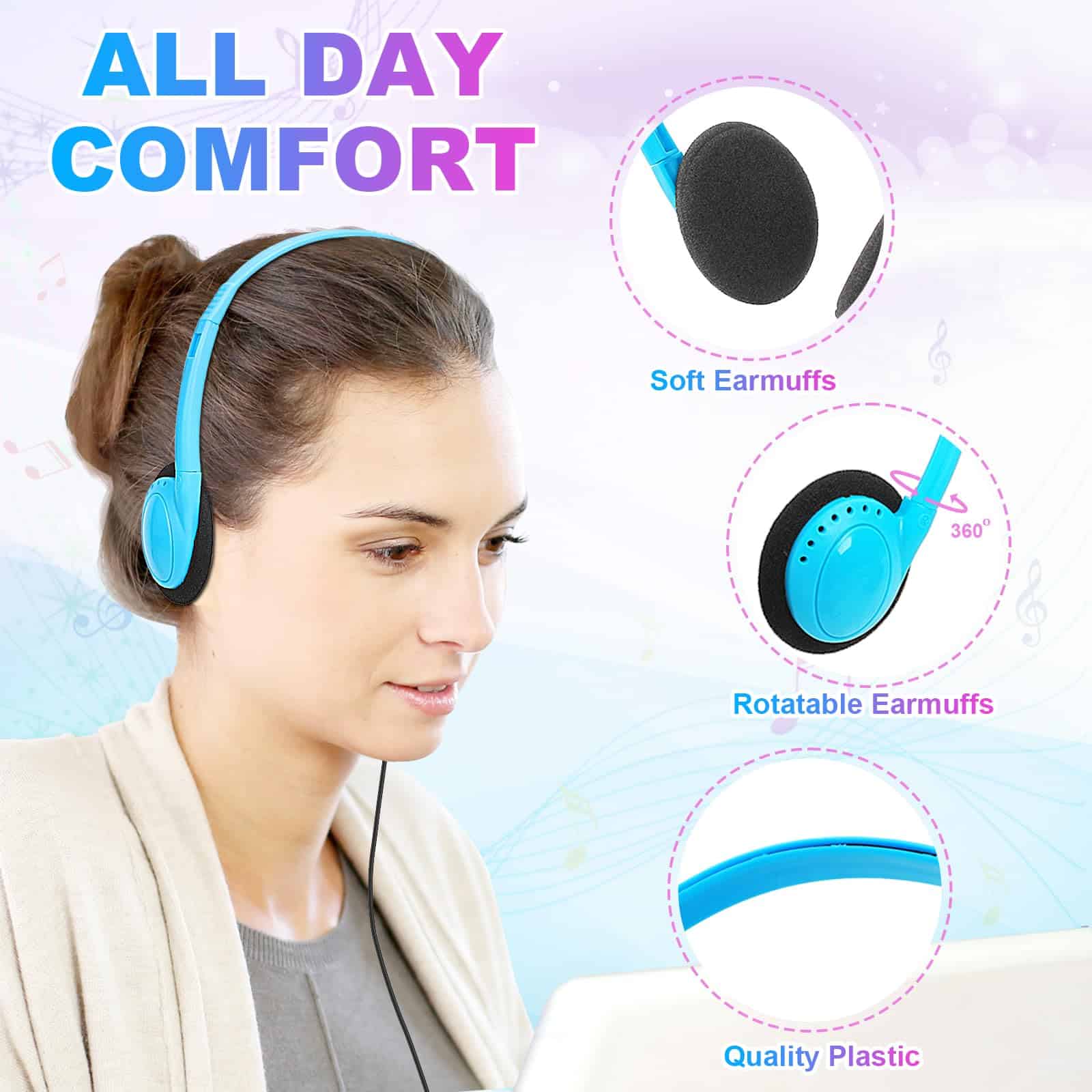 Wensdo 32 Pack Audífonos para Salón de Clases a Granel para - Imagen 5