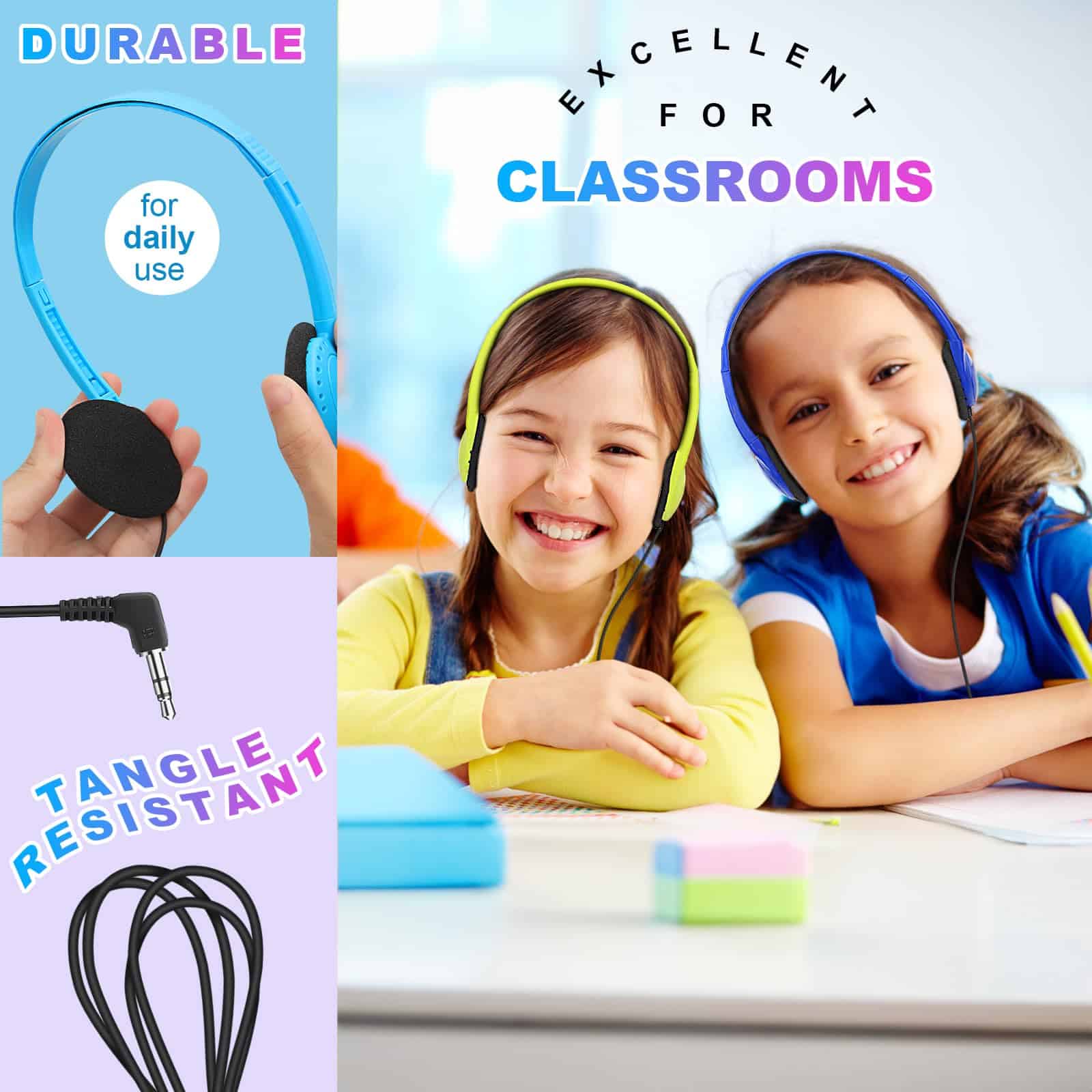 Wensdo 32 Pack Audífonos para Salón de Clases a Granel para - Imagen 6