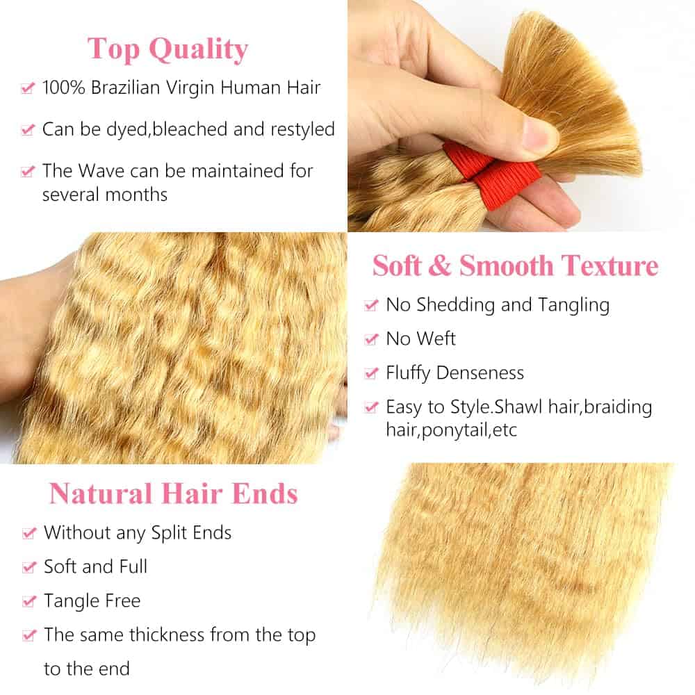 Cabello Humano Grueso Super French Bulk para Trenzar Sin - Imagen 4