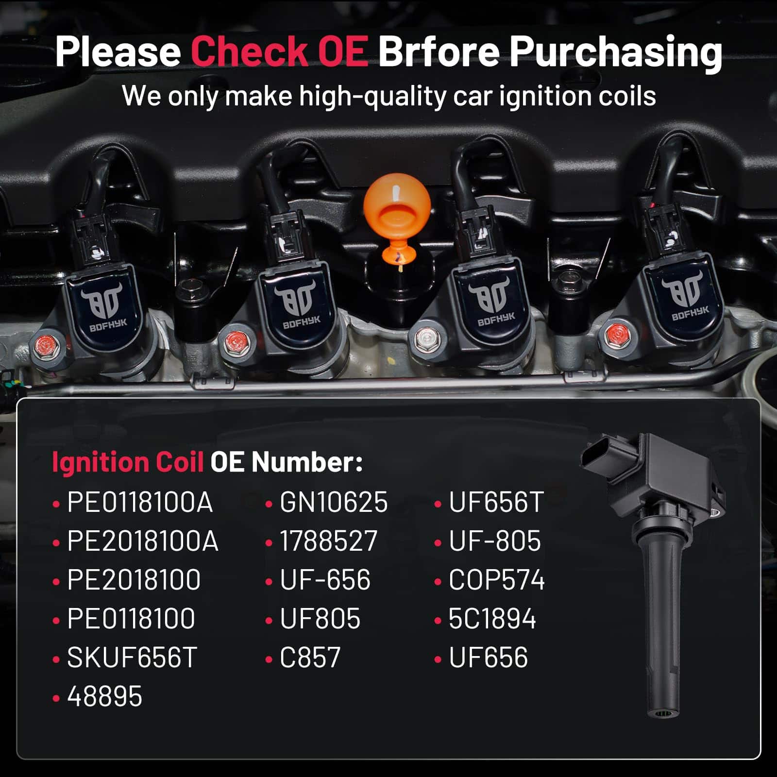 Conjunto de 4 Bobinas de Encendido BDFHYK -PE0118100 - Imagen 7