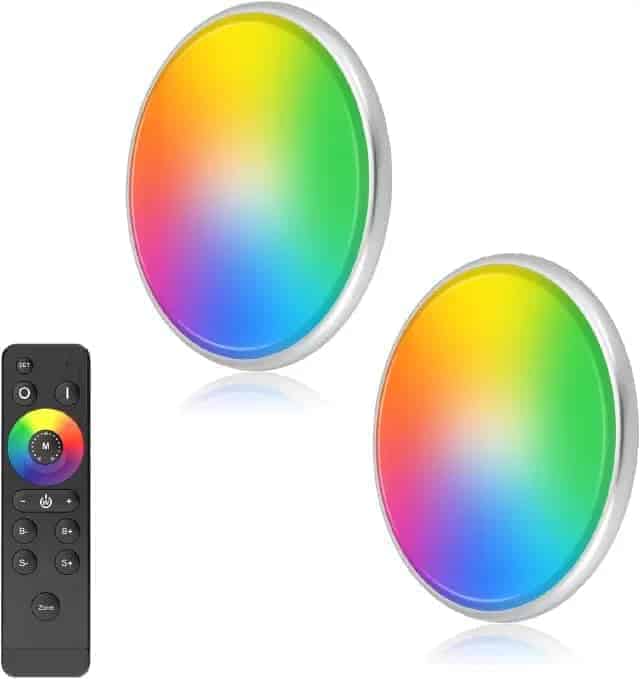 Asooll Luces de Techo LED RGB para RV, Pack de 2 Luces de