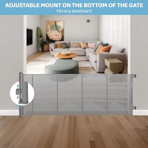 Puerta de bebé retráctil extra ancha de 120 -Gris - Imagen 7