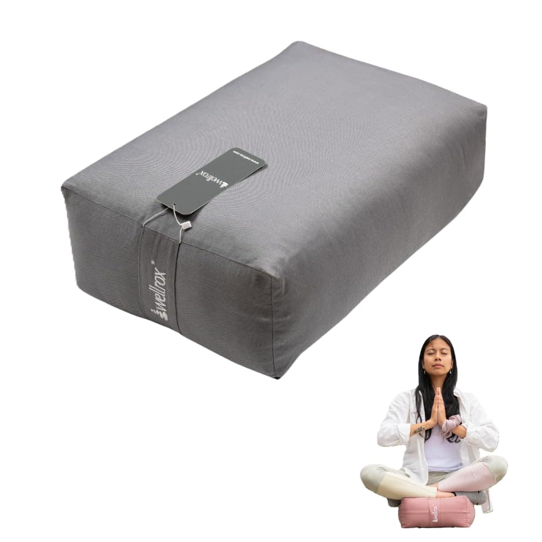 Almohada de soporte rectangular para yoga WELLROX, Gris,