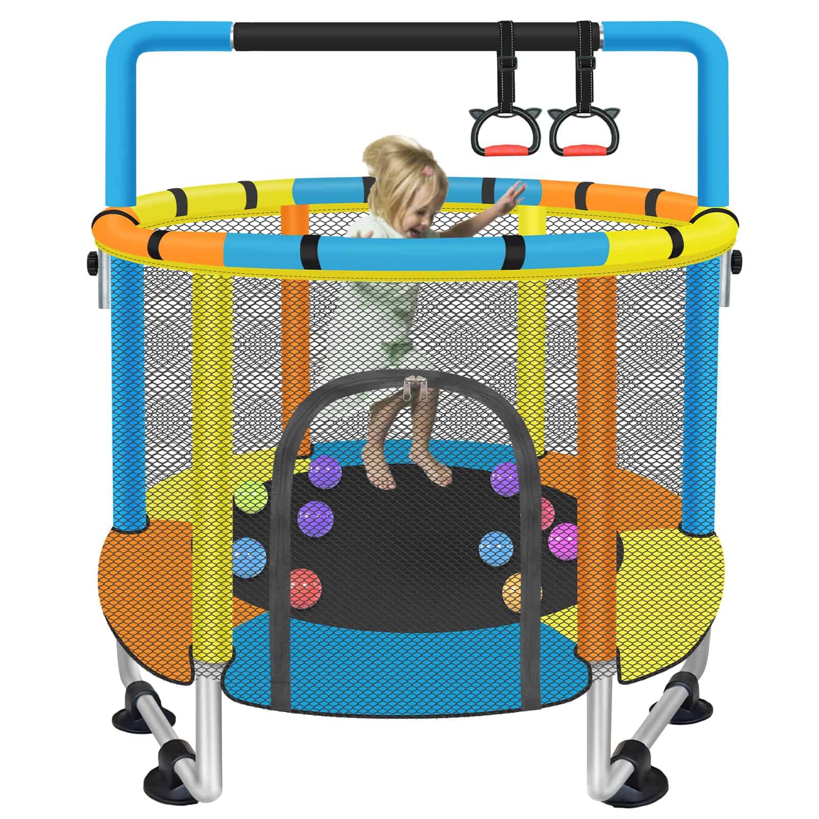 Trampolín para niños de 1 a 8 años, 55'' -Amarillo-Naranja-A