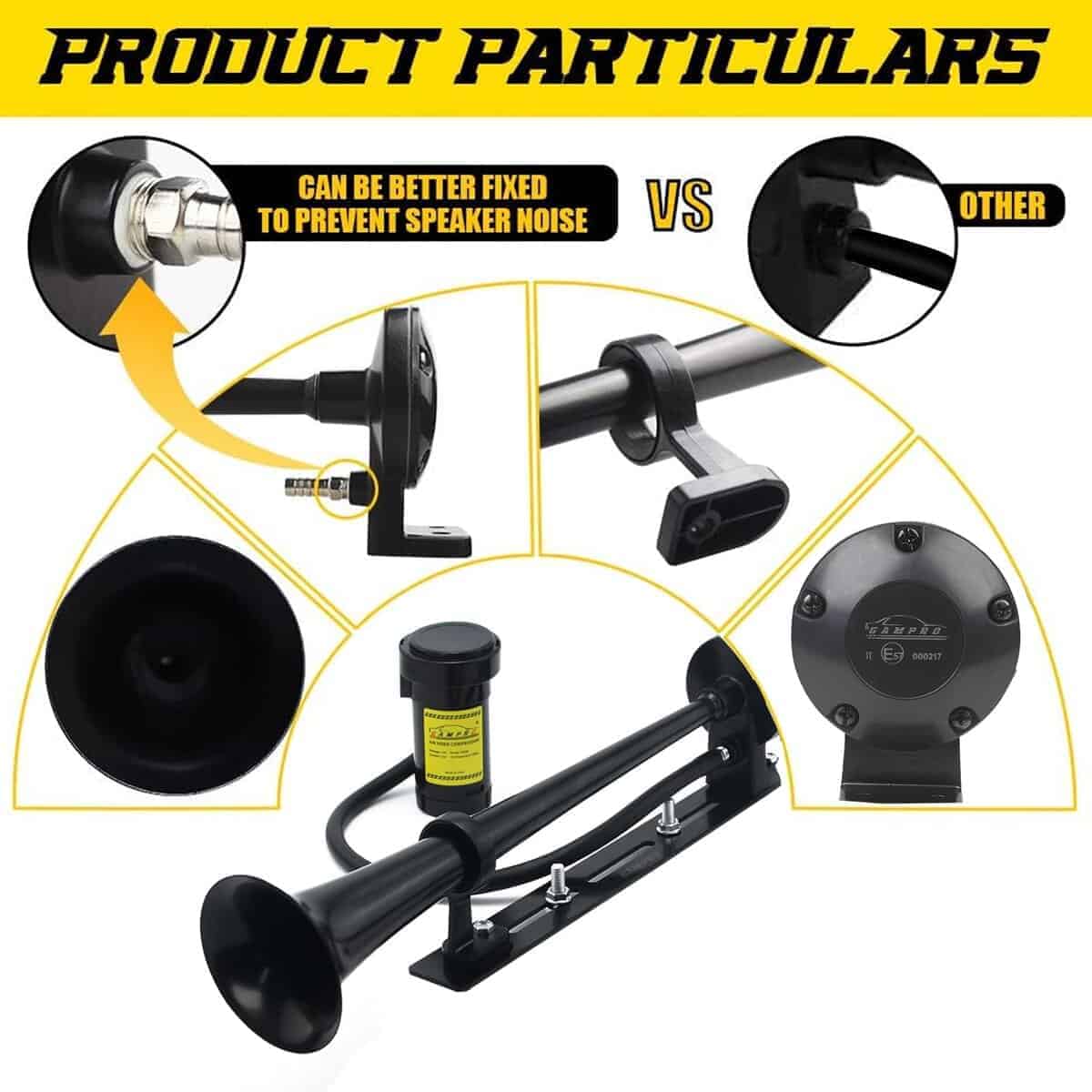 GAMPRO Bocina de Aire de 12V 150DB con Kit de soporte, 18 - Imagen 3