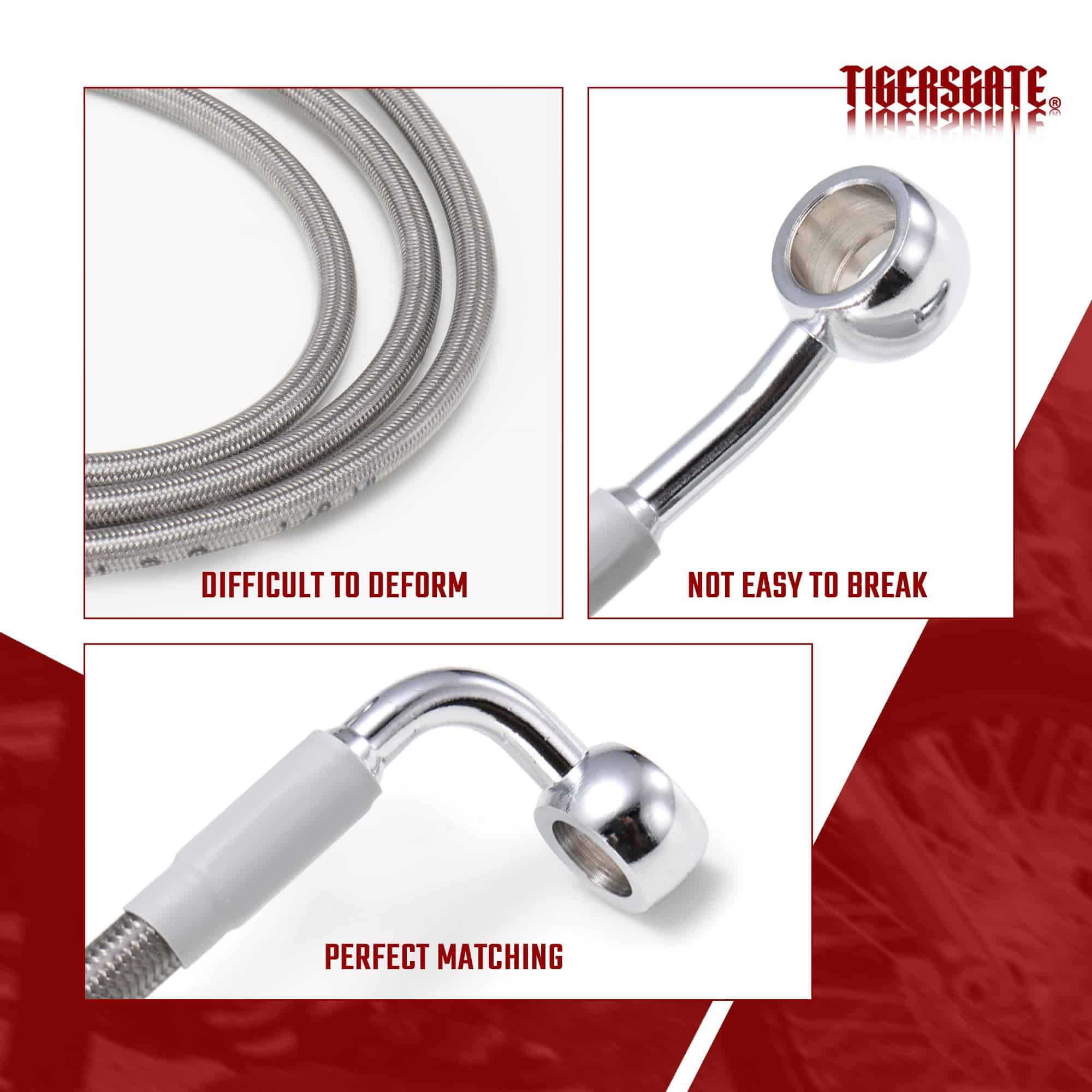 TIGERSGATE 14" Ape Hangers Dyna Softail Cable de Freno - Imagen 7