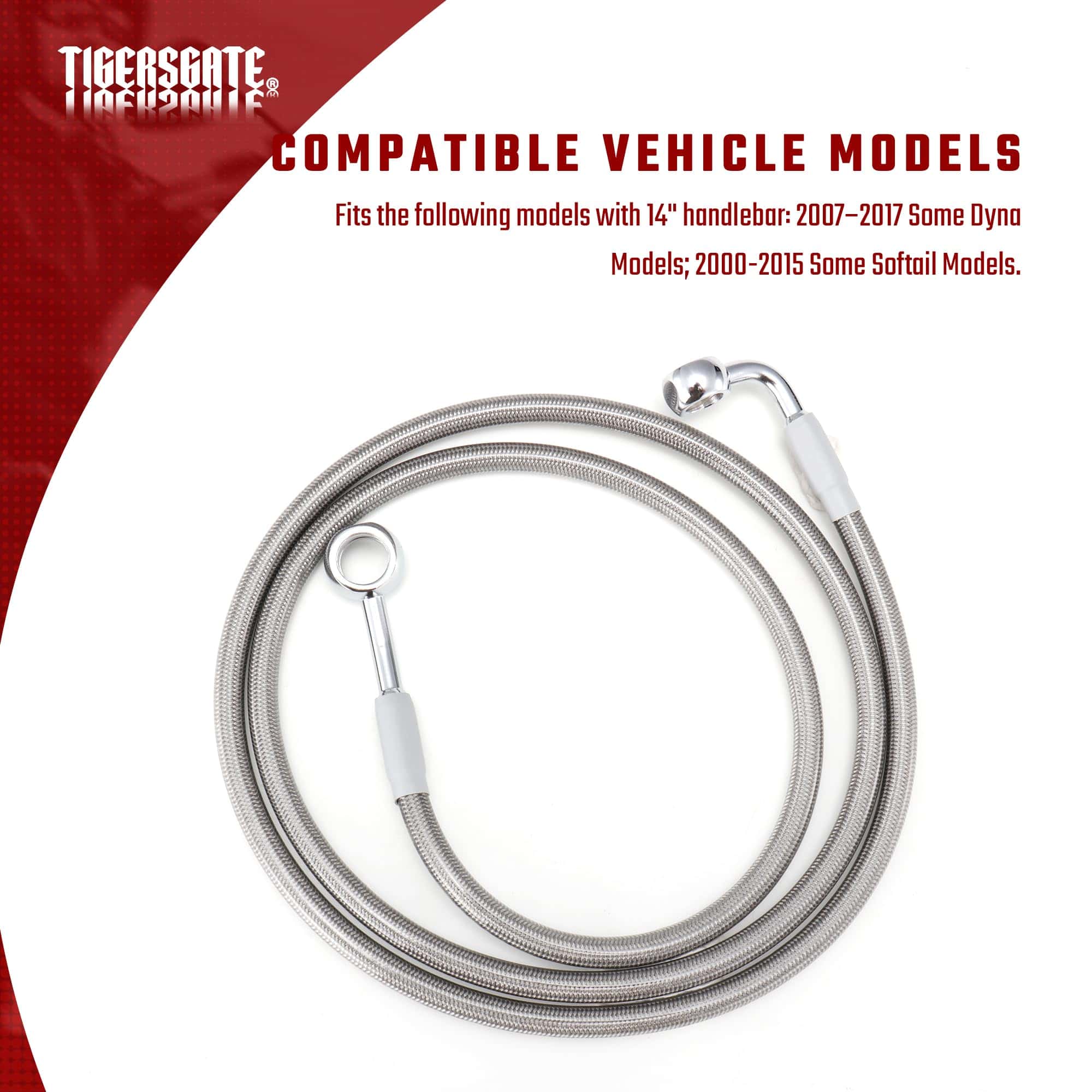 TIGERSGATE 14" Ape Hangers Dyna Softail Cable de Freno - Imagen 8