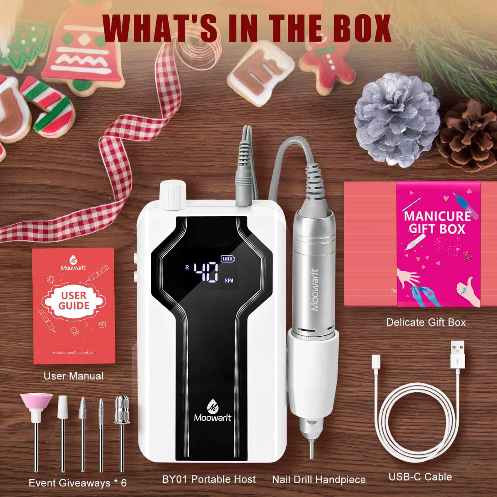 Taladro de uñas profesional Moowarlt 40000RPM, lima - Imagen 7