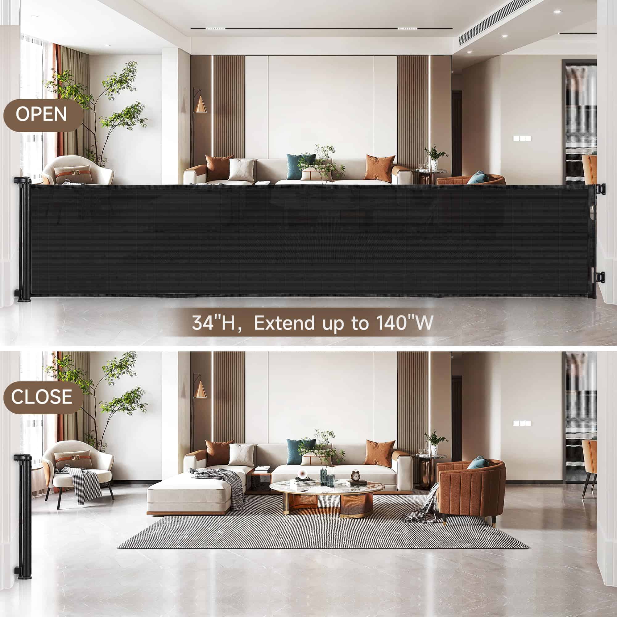 Reja para Bebés Retráctil de 140 Pulgadas, Reja Extra Ancha - Imagen 3