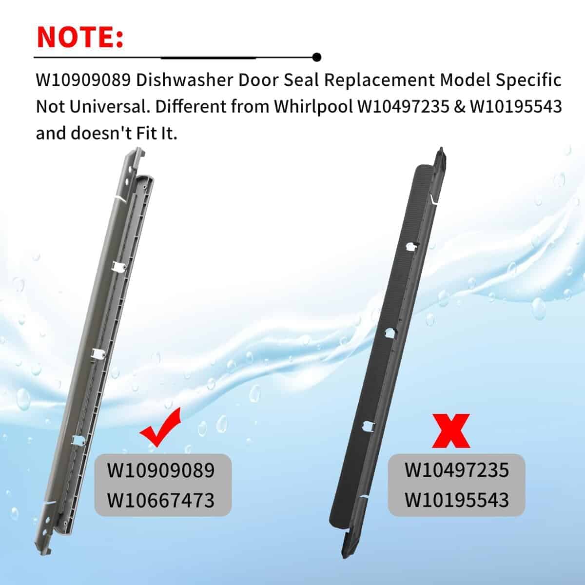 Sello de Puerta Inferior para Lavavajillas W10909089 - Imagen 3