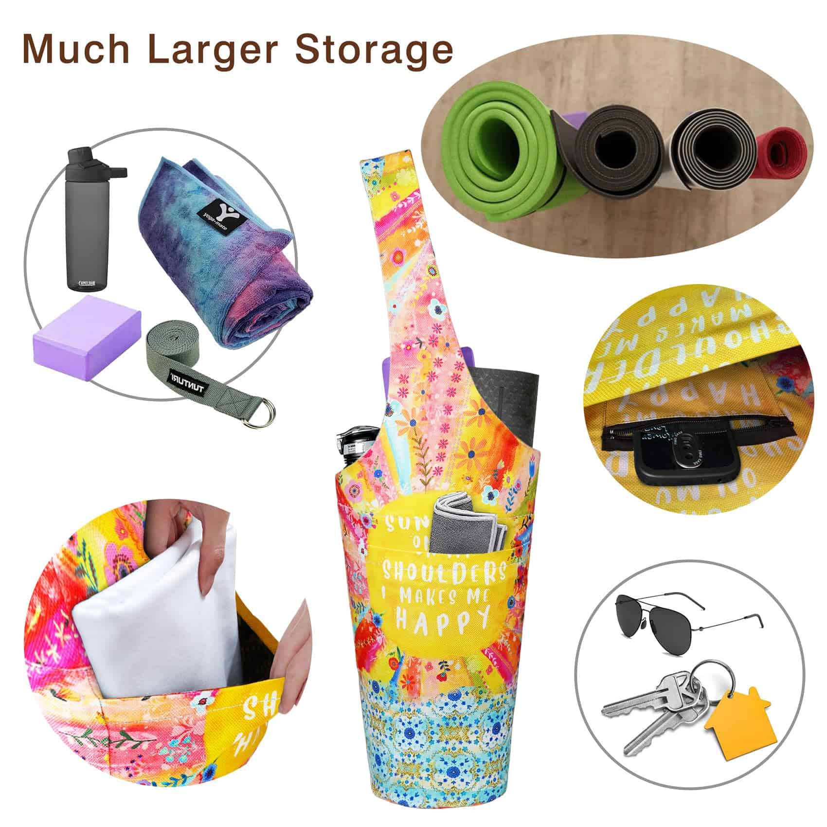 Bolsa de Yoga para Tapete - Bolso Largo con Bolsillos - - Imagen 7