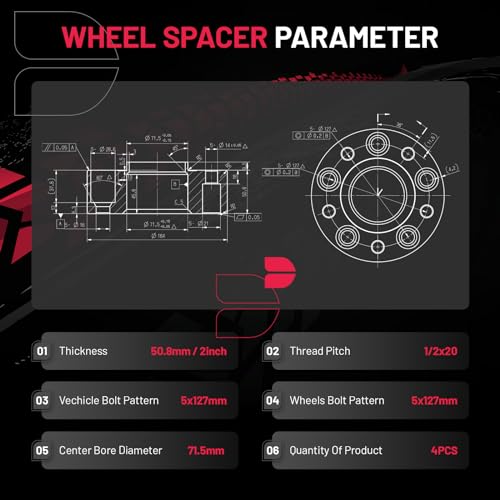 BDFHYK Separadores de Rueda 5x127mm, Separadores de Rueda - Imagen 4